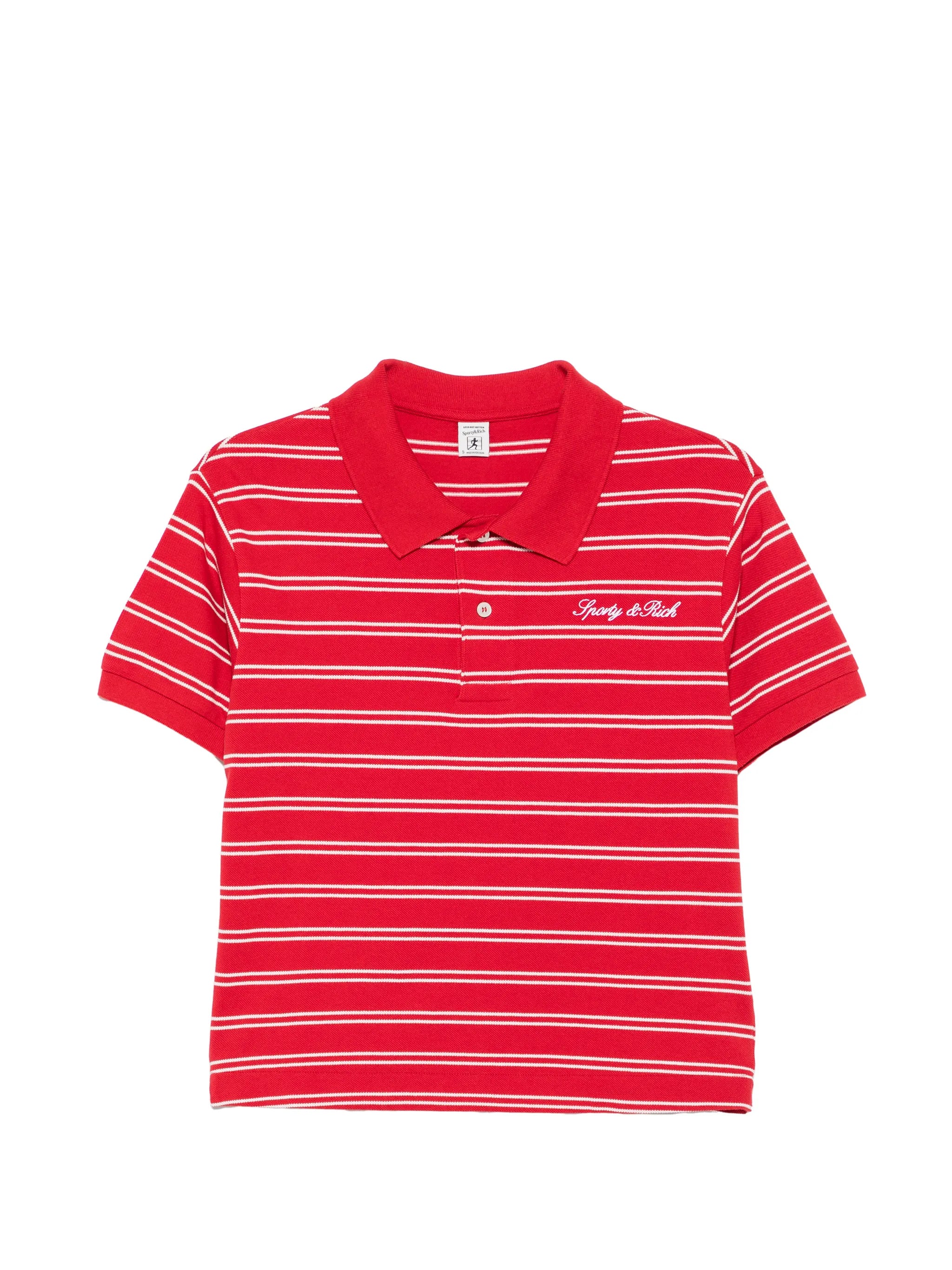 Sporty & Rich Sporty & Rich Striped Logo-embroidered Cotton Polo Shirt