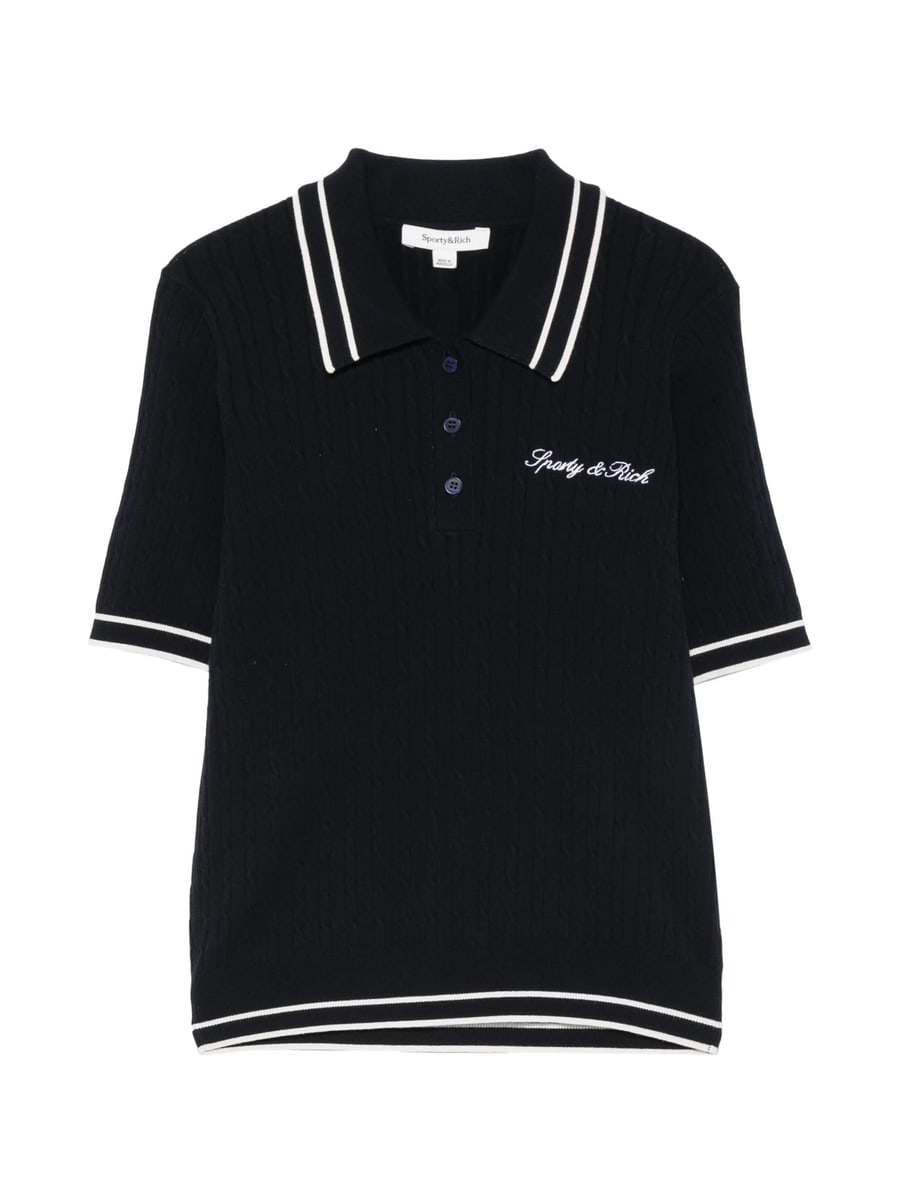 Sporty & Rich Sporty & Rich Cable-knit Logo-embroidered Polo Shirt