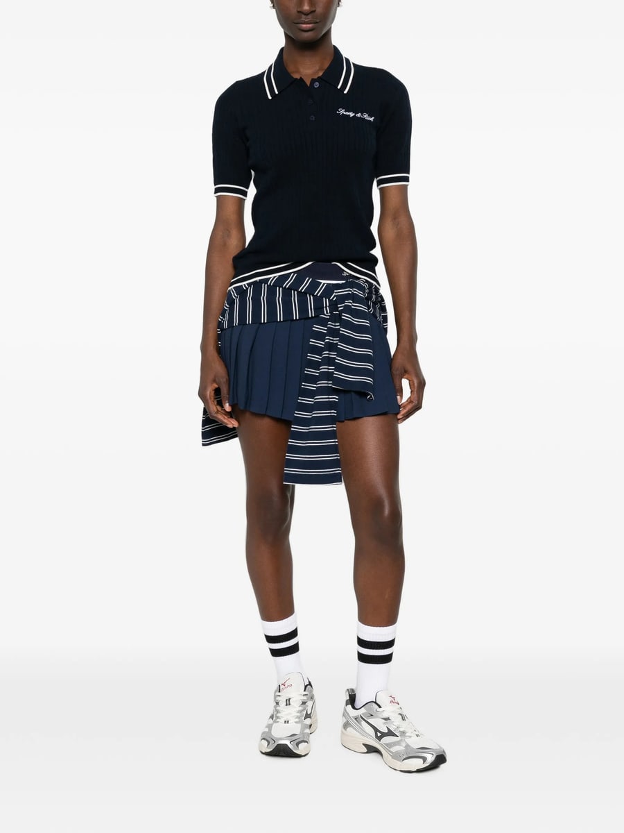 Sporty & Rich Sporty & Rich Cable-knit Logo-embroidered Polo Shirt, view 3
