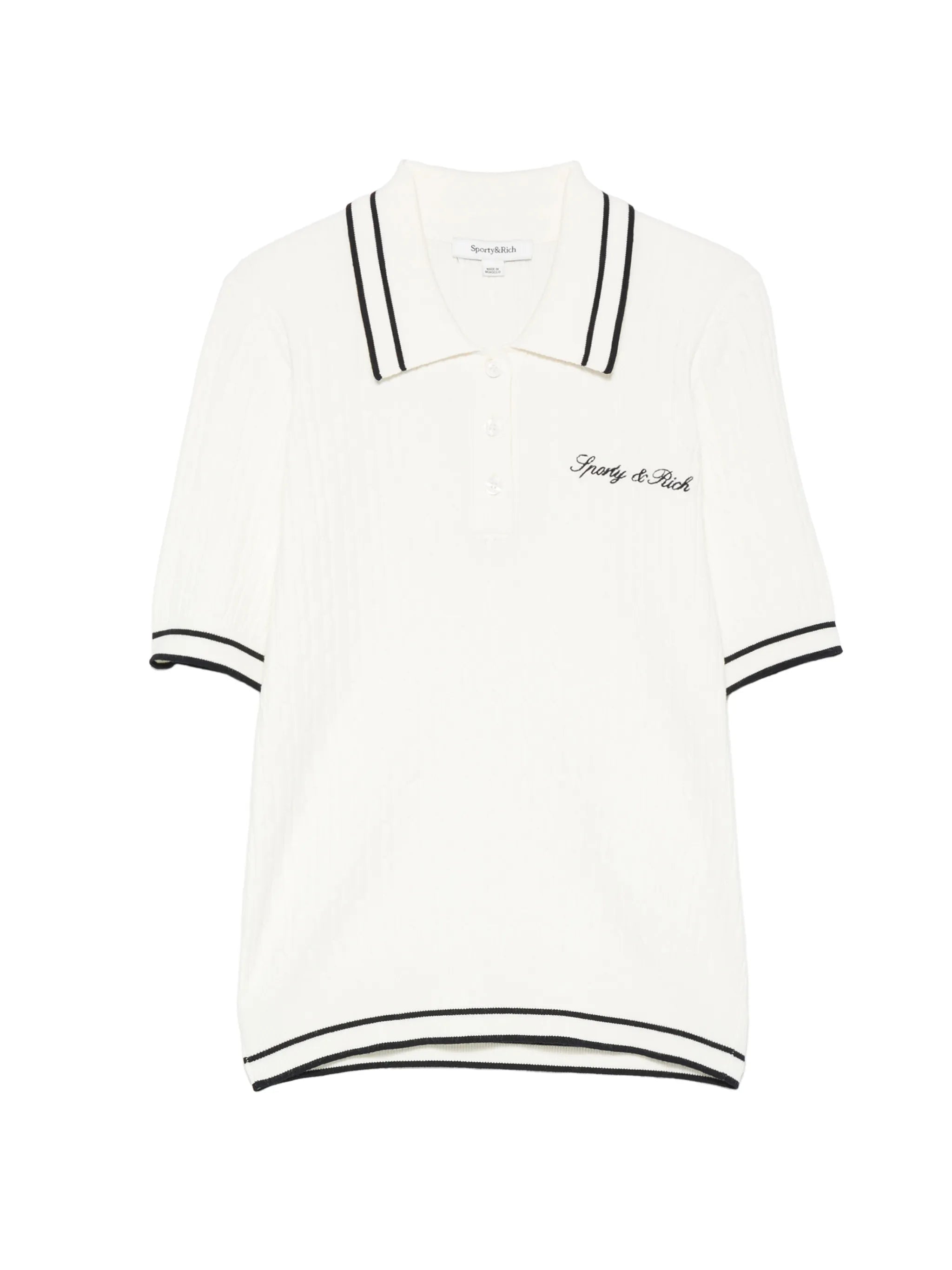Sporty & Rich Sporty & Rich Cable-knit Embroidered Polo Shirt
