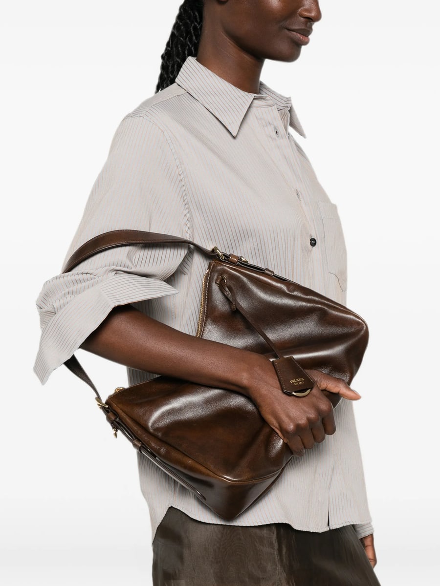 Prada Prada Logo-print Leather Shoulder Bag, view 2