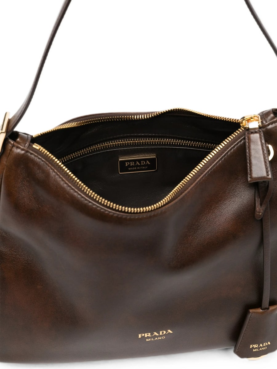 Prada Prada Logo-print Leather Shoulder Bag, view 3
