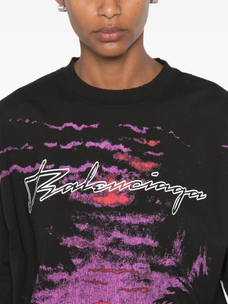 Balenciaga Balenciaga Graphic-print Distressed T-shirt, view 3