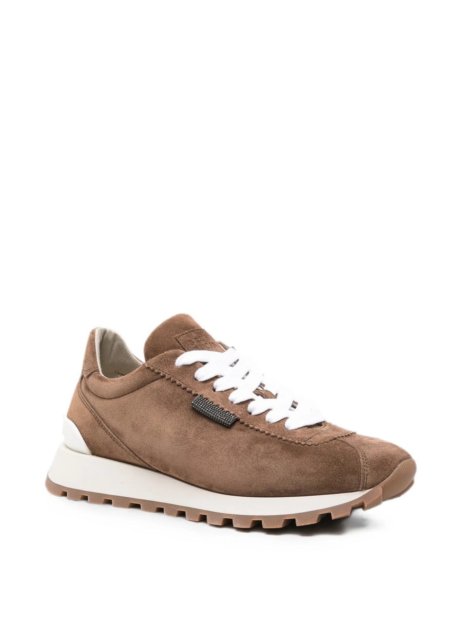 Brunello Cucinelli Brunello Cucinelli Monili-embellished Suede Sneakers, view 3