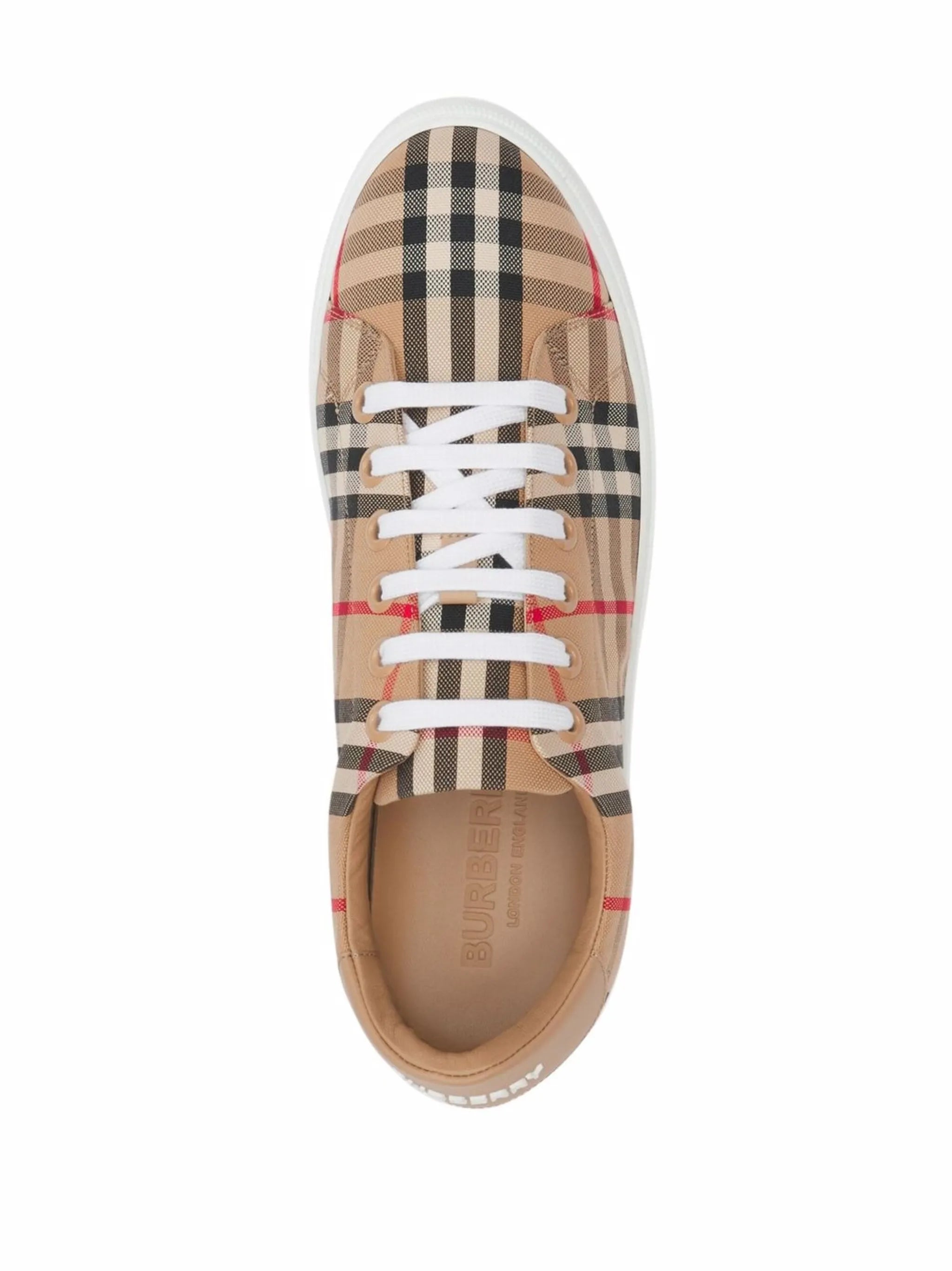 Burberry Burberry Check And Leather Sneakers, view 2