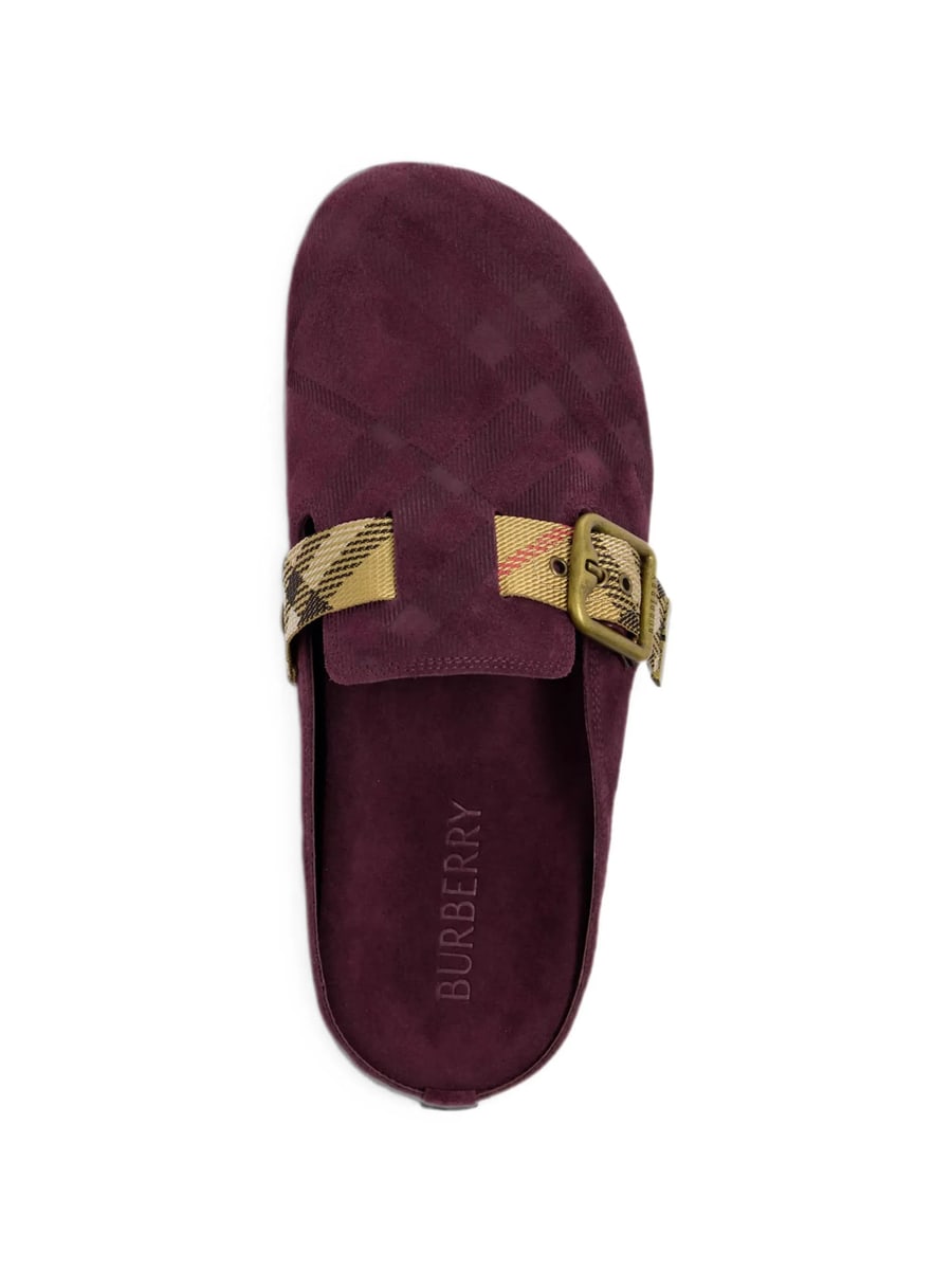 Burberry Burberry Check-pattern Buckle-fastening Flat Mules, view 2