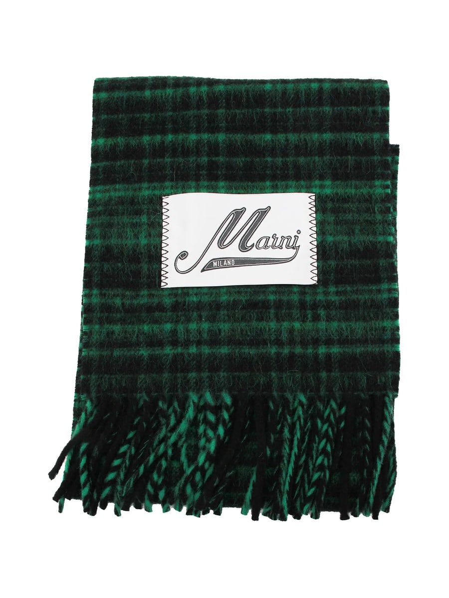 Marni Marni Check-pattern Fringed Scarf