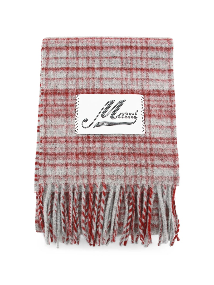 Marni Marni Red Checked Wool-mohair Scarf