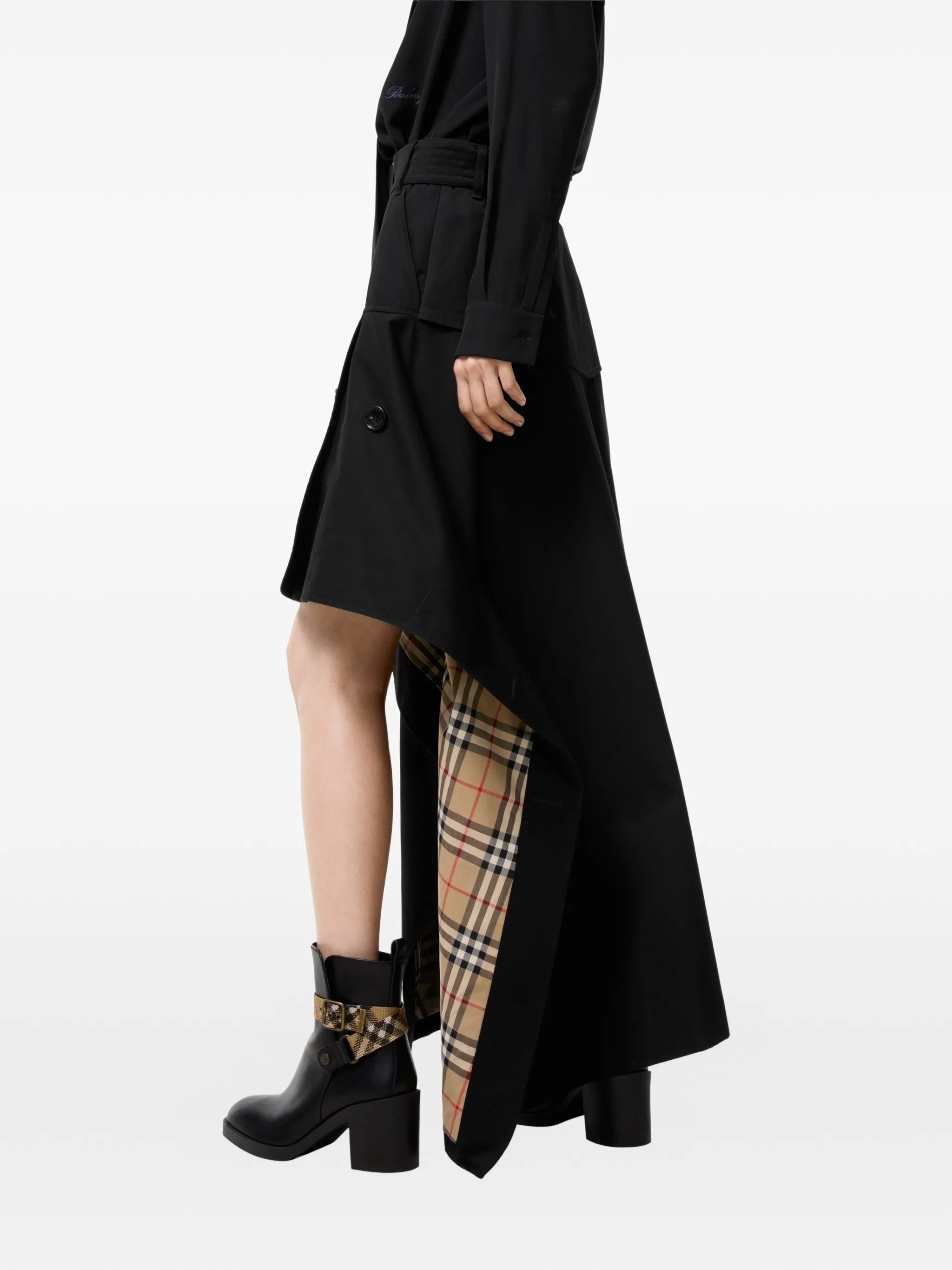 Burberry Burberry Gabardine Asymmetric Trench Skirt, view 2