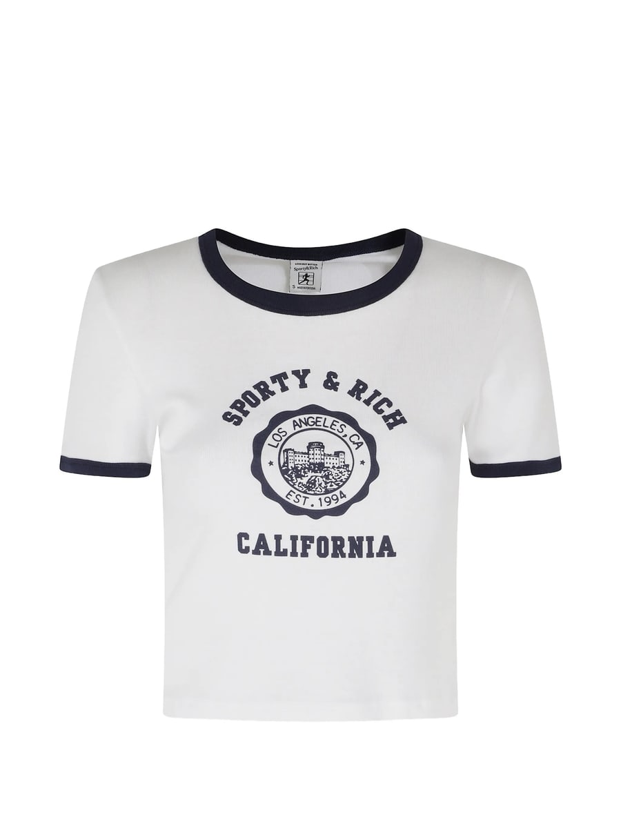 Sporty & Rich Sporty & Rich Logo-print Ringer T-shirt