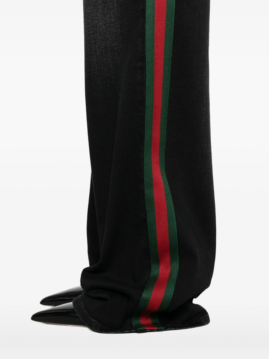 Gucci Gucci Web-stripe Wide-leg Jeans, view 2