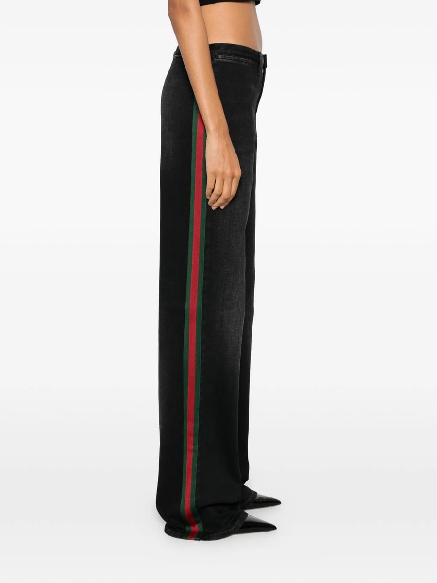 Gucci Gucci Web-stripe Wide-leg Jeans, view 3