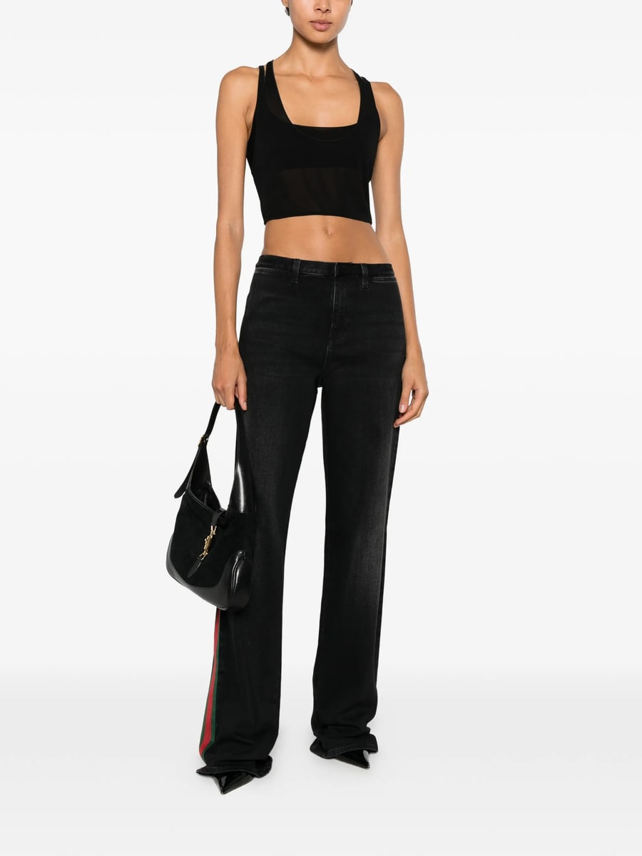 Gucci Gucci Web-stripe Wide-leg Jeans, view 4
