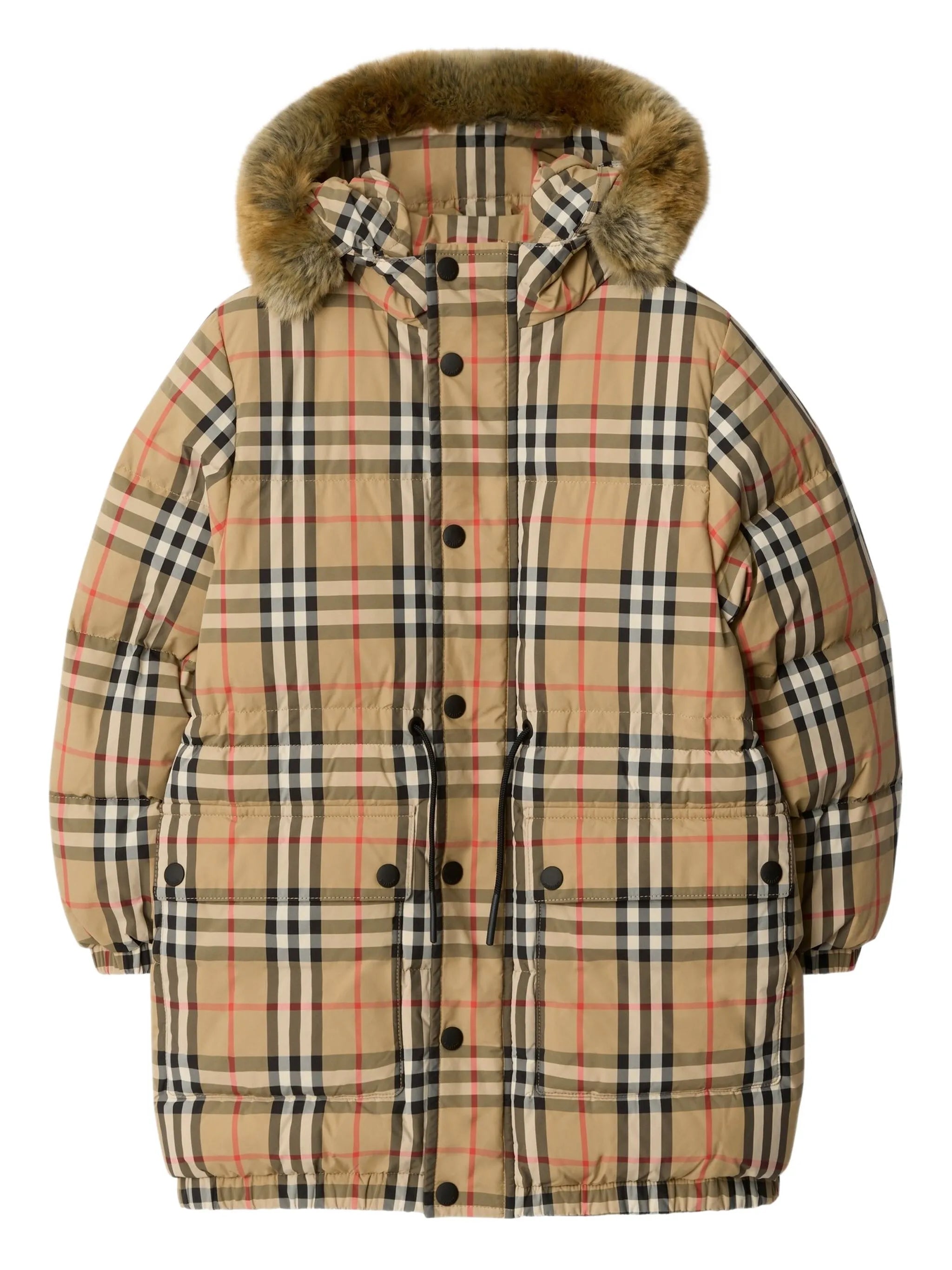 Burberry Burberry Detachable Faux-fur-trim Check Puffer Coat