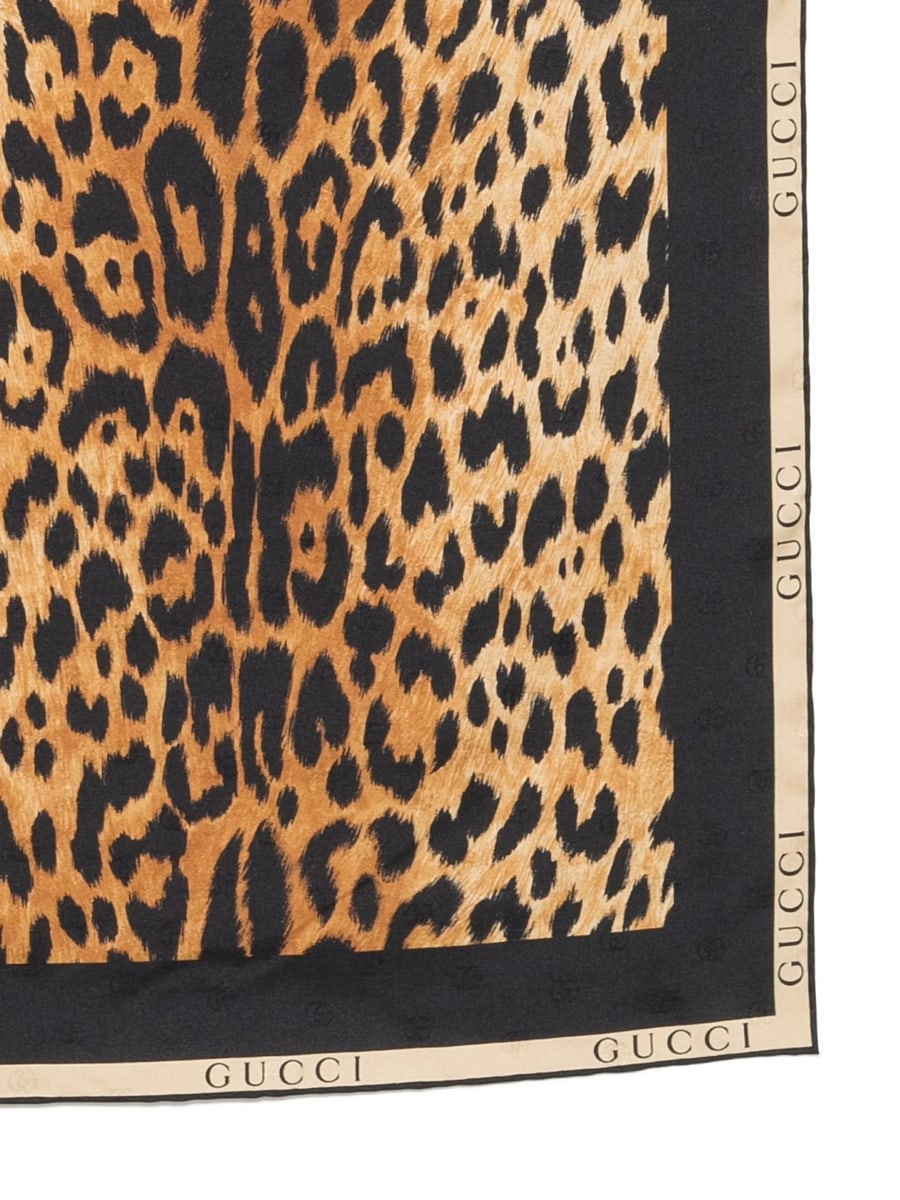 Gucci Gucci Leopard-print Logo-border Scarf, view 3
