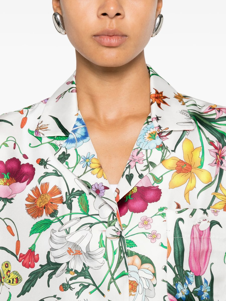 Gucci Gucci Flora-print Silk Shirt, view 3