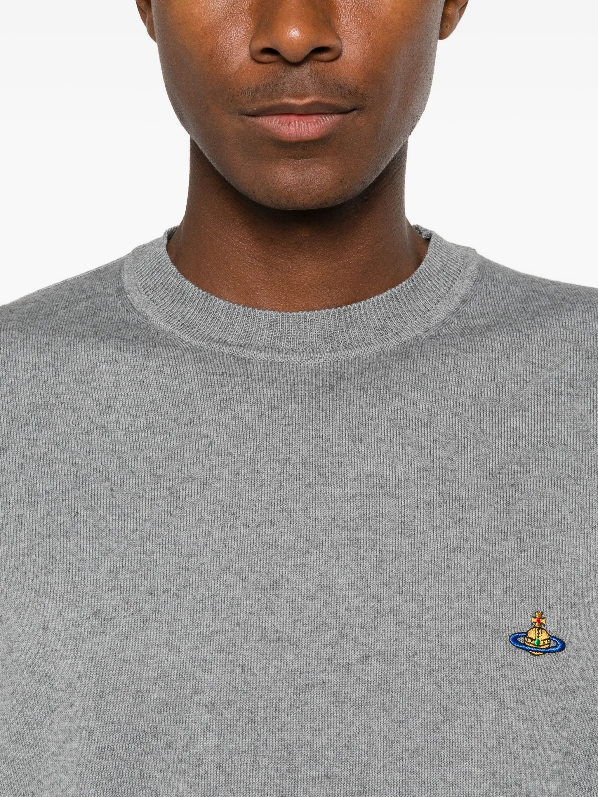 Vivienne Westwood Vivienne Westwood Alex Embroidered-detail Crew-neck Long-sleeve Knitted Cotton T-shirt, view 2