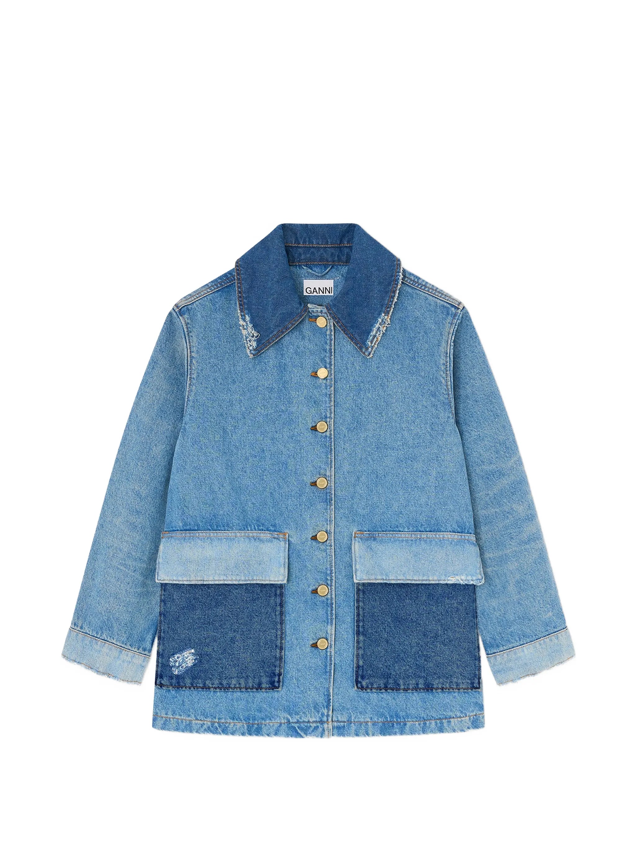 Ganni Ganni Jacket In Patchwork Denim