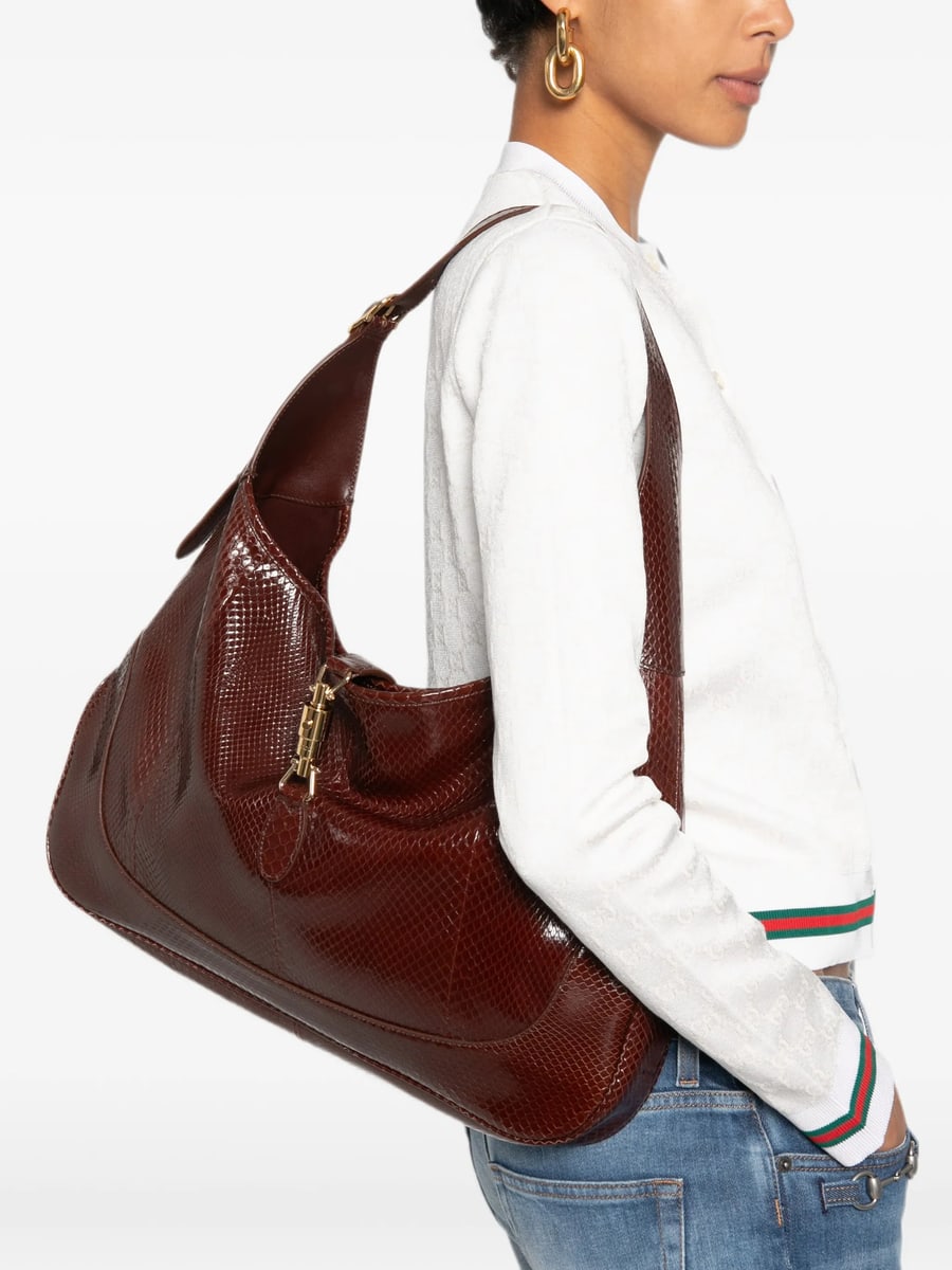 Gucci Gucci Jackie Lizard-effect Shoulder Bag, view 3