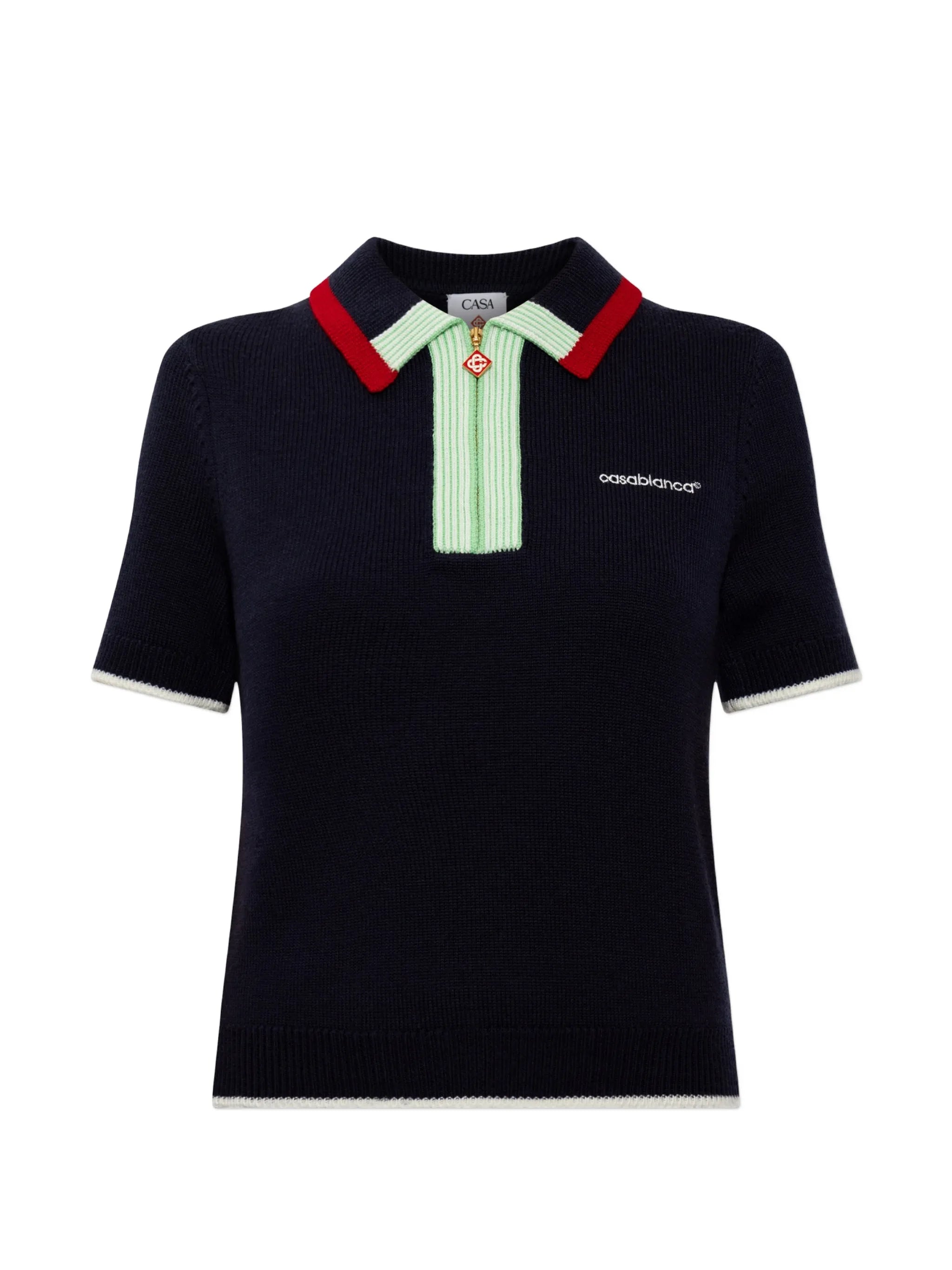 Casablanca Casablanca Logo-embroidered Zip-up Polo Shirt