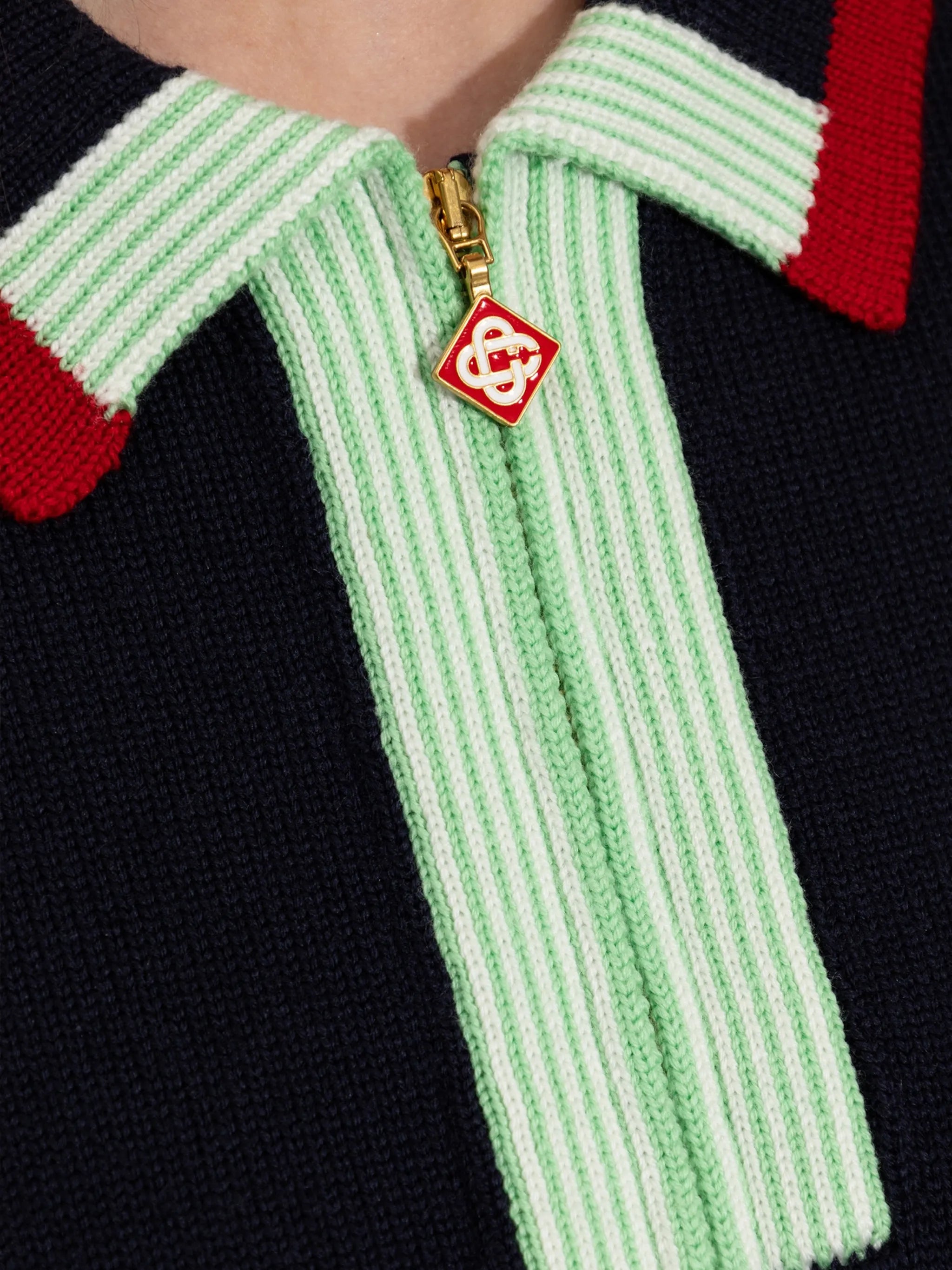 Casablanca Casablanca Logo-embroidered Zip-up Polo Shirt, view 2