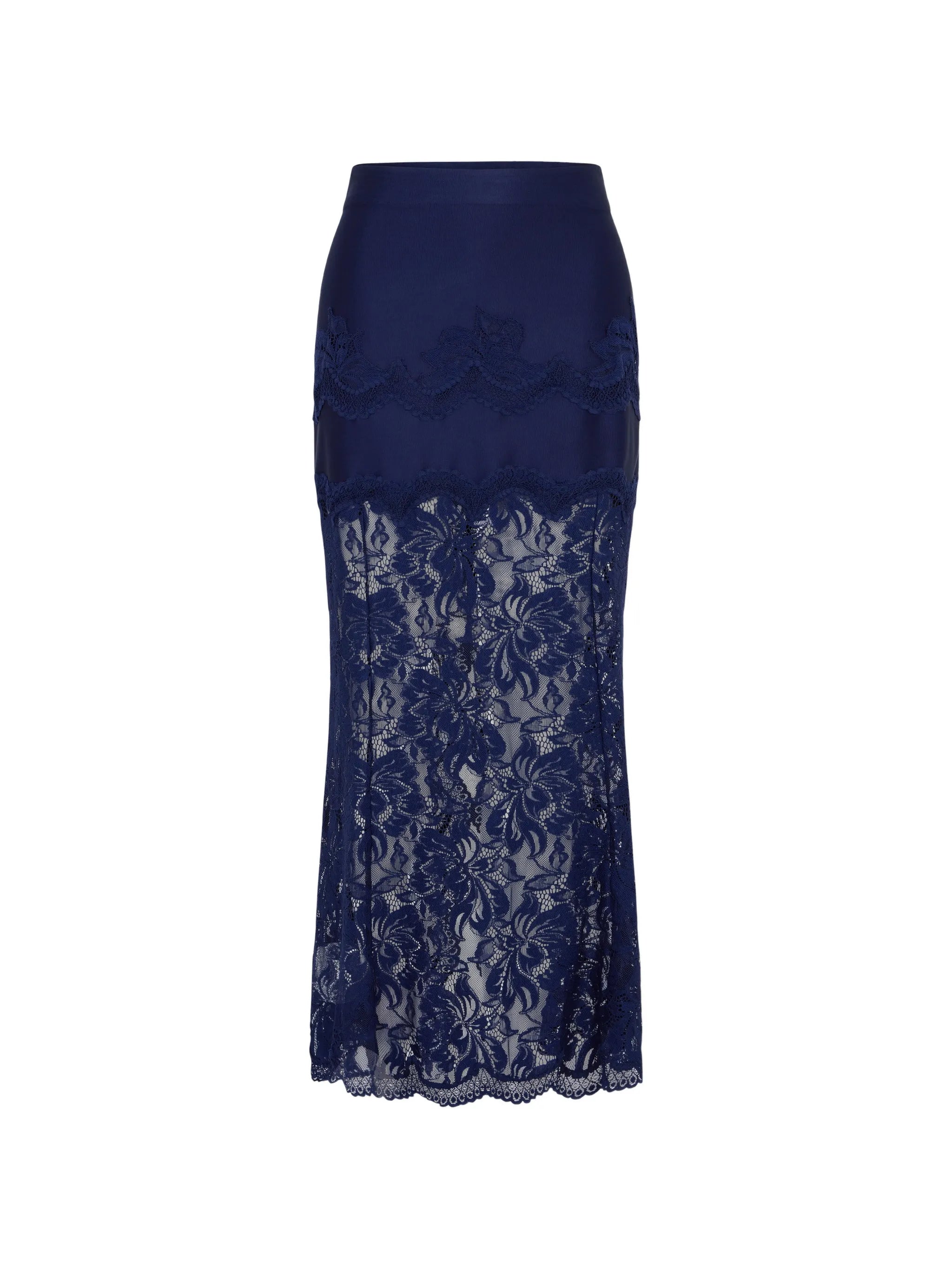 Rabanne Rabanne Lace-panelled Jersey Midi Skirt