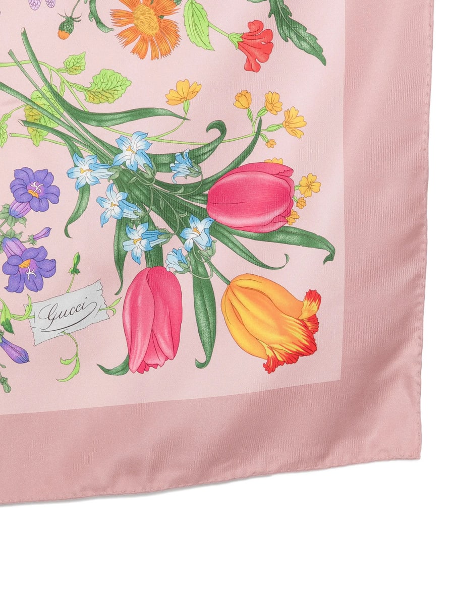 Gucci Gucci Flora-print Silk Scarf, view 3