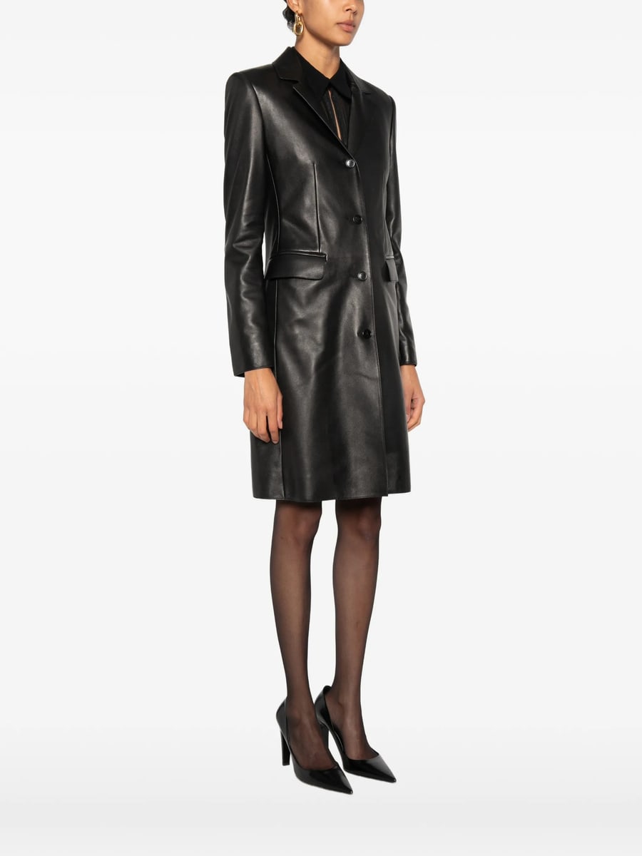 Gucci Gucci Leather Single-breasted Coat, view 2