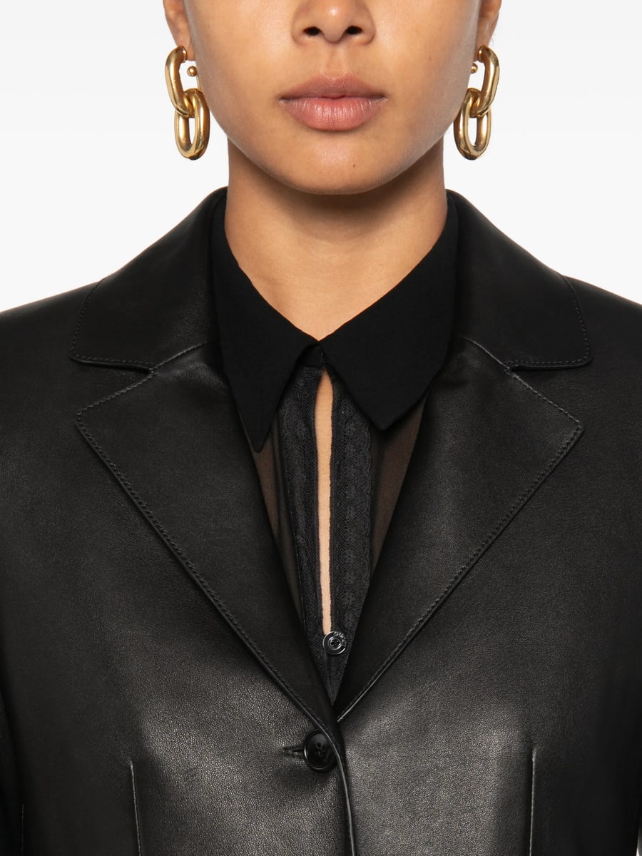 Gucci Gucci Leather Single-breasted Coat, view 4