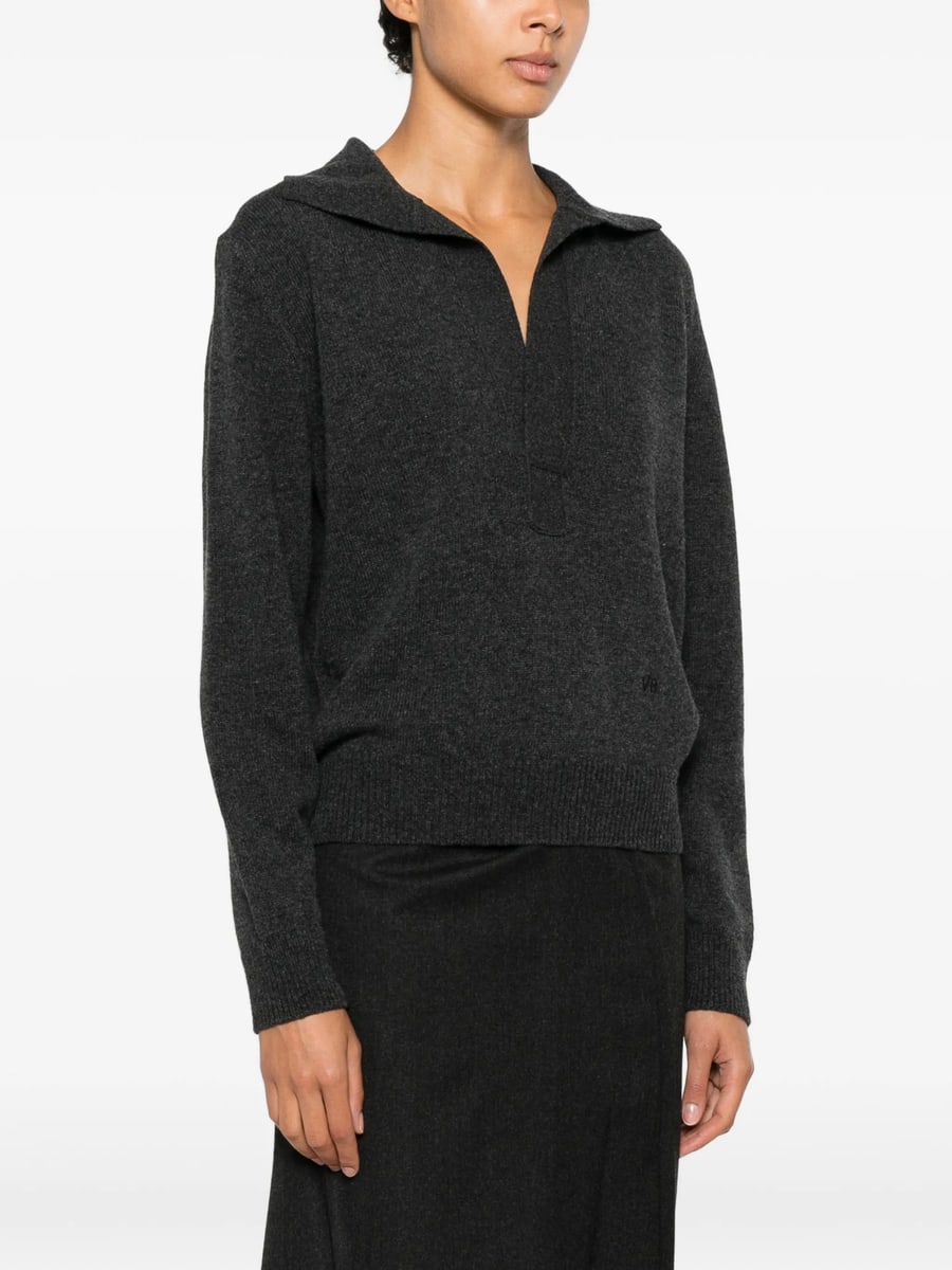 Victoria Beckham Victoria Beckham Spread-collar V-neck Sweater, view 5