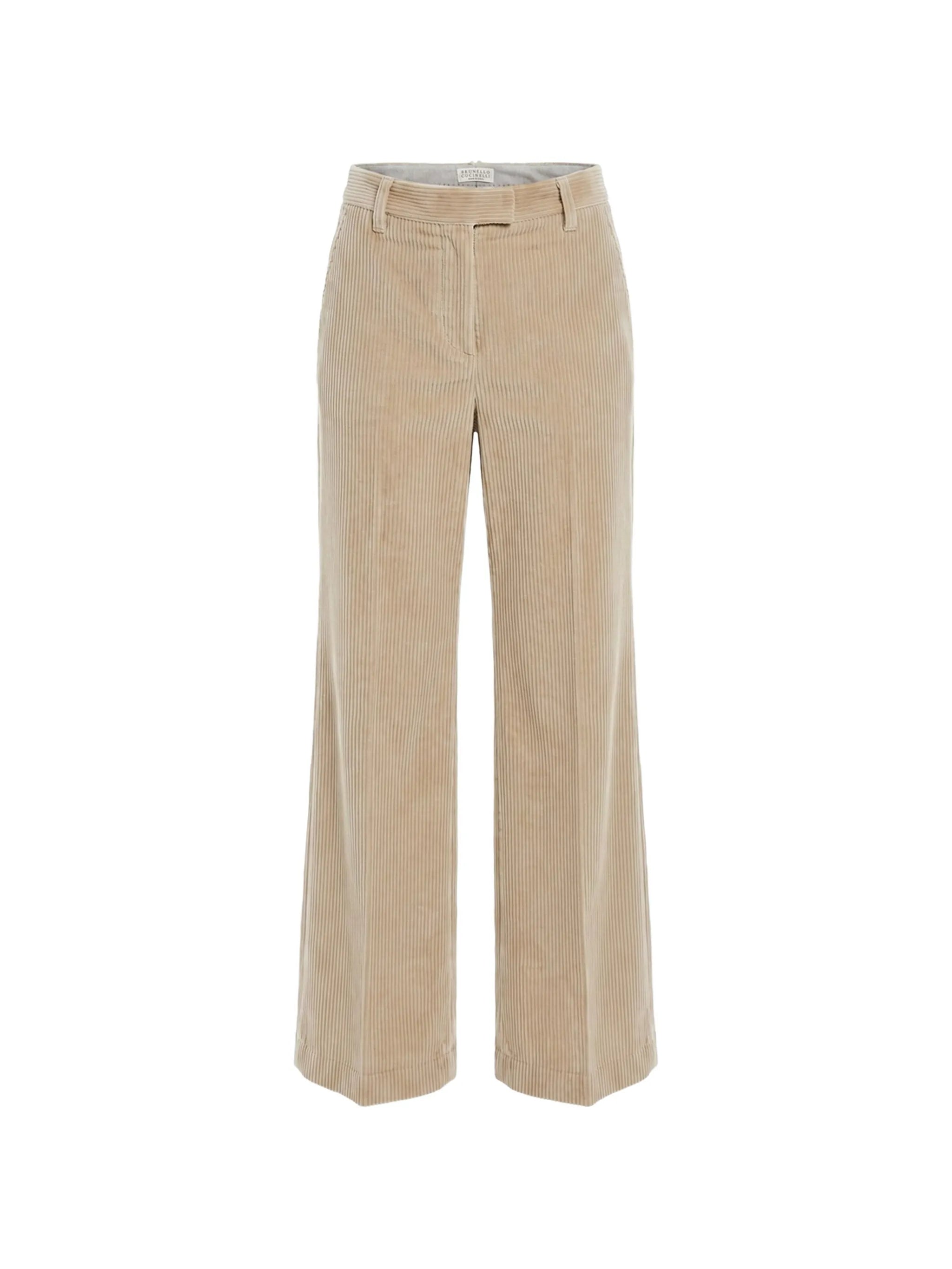 Brunello Cucinelli Brunello Cucinelli Cotton Corduroy Wide-flare Trousers With Monili