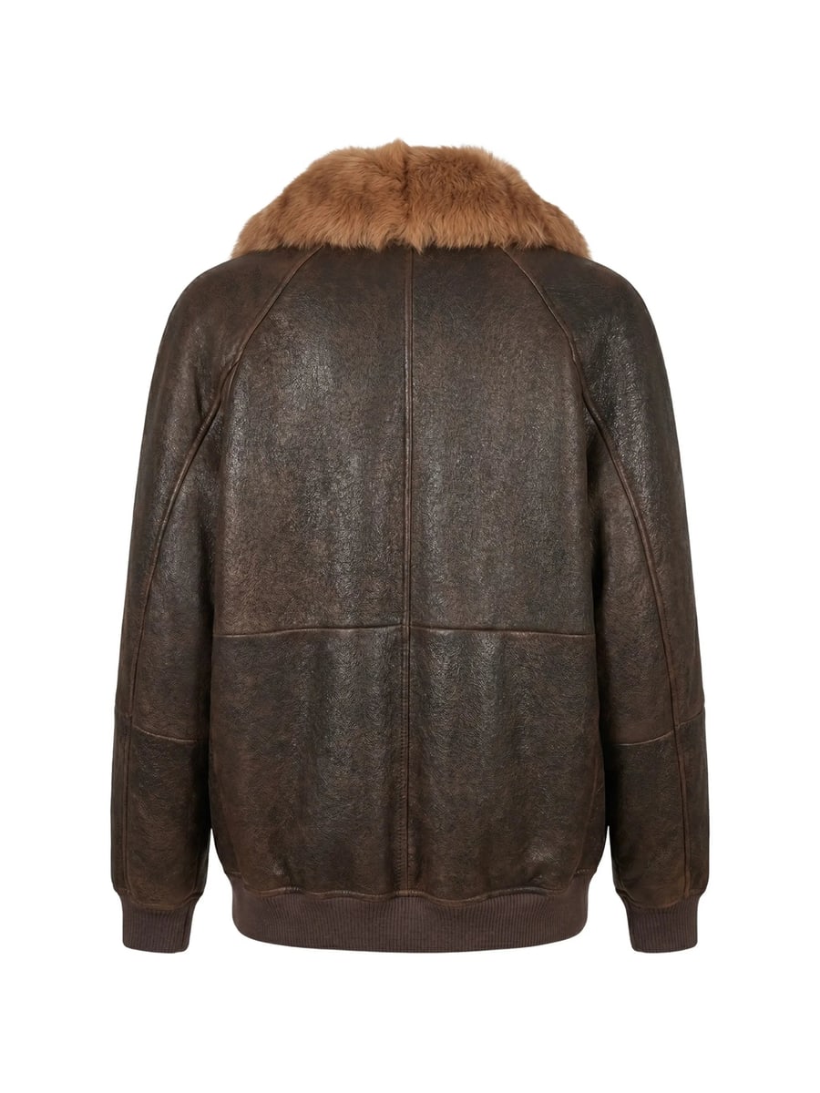 Brunello Cucinelli Brunello Cucinelli Shearling Bomber Jacket With Shiny Zipper Pull, view 2