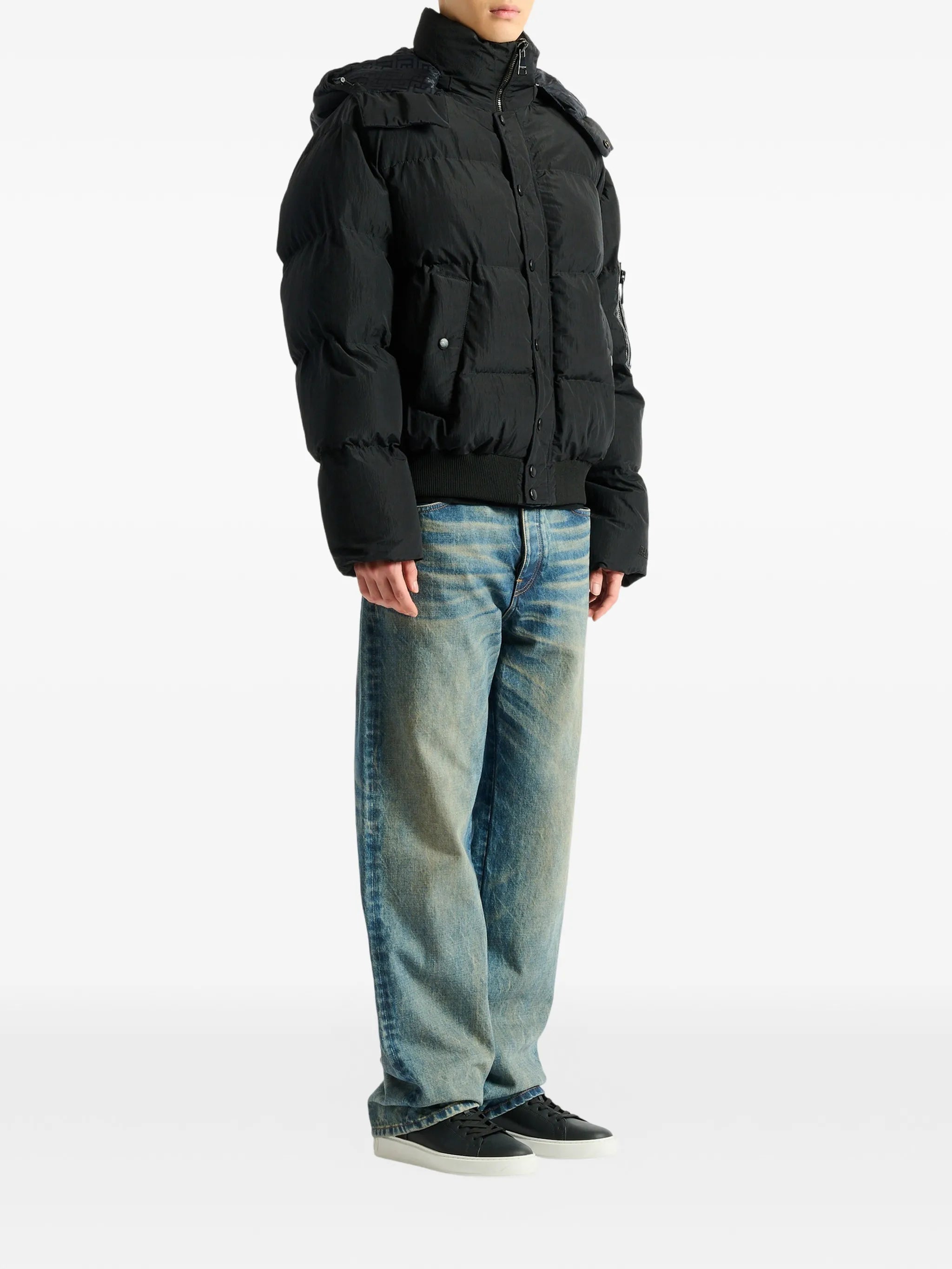 Balmain Balmain Padded Nylon And Leather Jacket, view 2