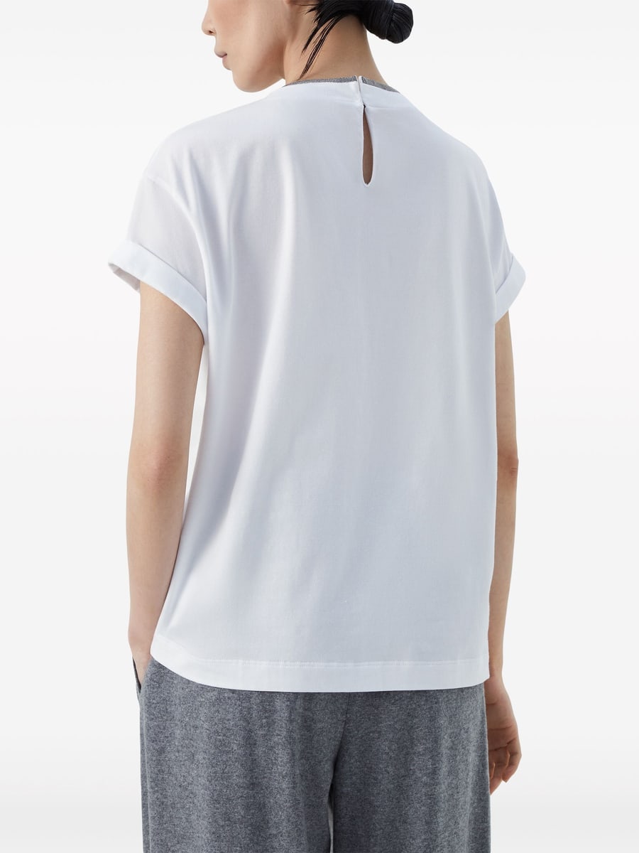 Brunello Cucinelli Brunello Cucinelli Contrast-trim T-shirt, view 2