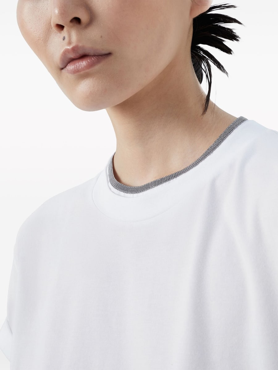 Brunello Cucinelli Brunello Cucinelli Contrast-trim T-shirt, view 4