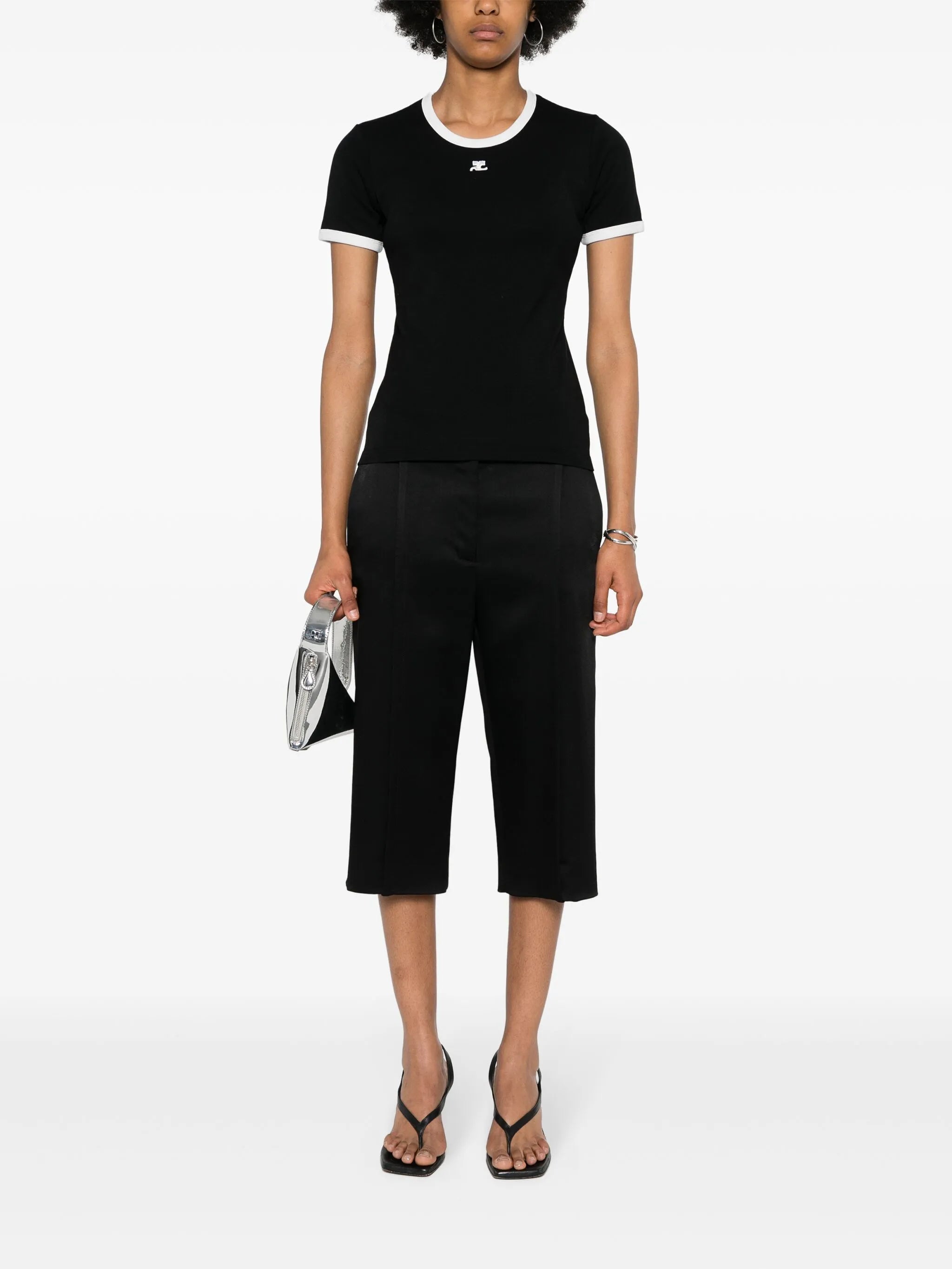 Courrèges Courrèges Logo-patch Contrasting-trim T-shirt, view 2