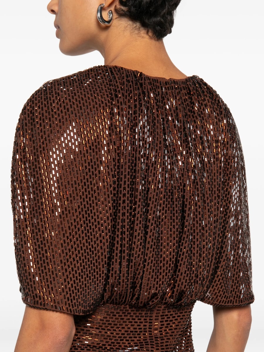 self-portrait Self-portrait Sequin-embellished Gathered Top, view 3