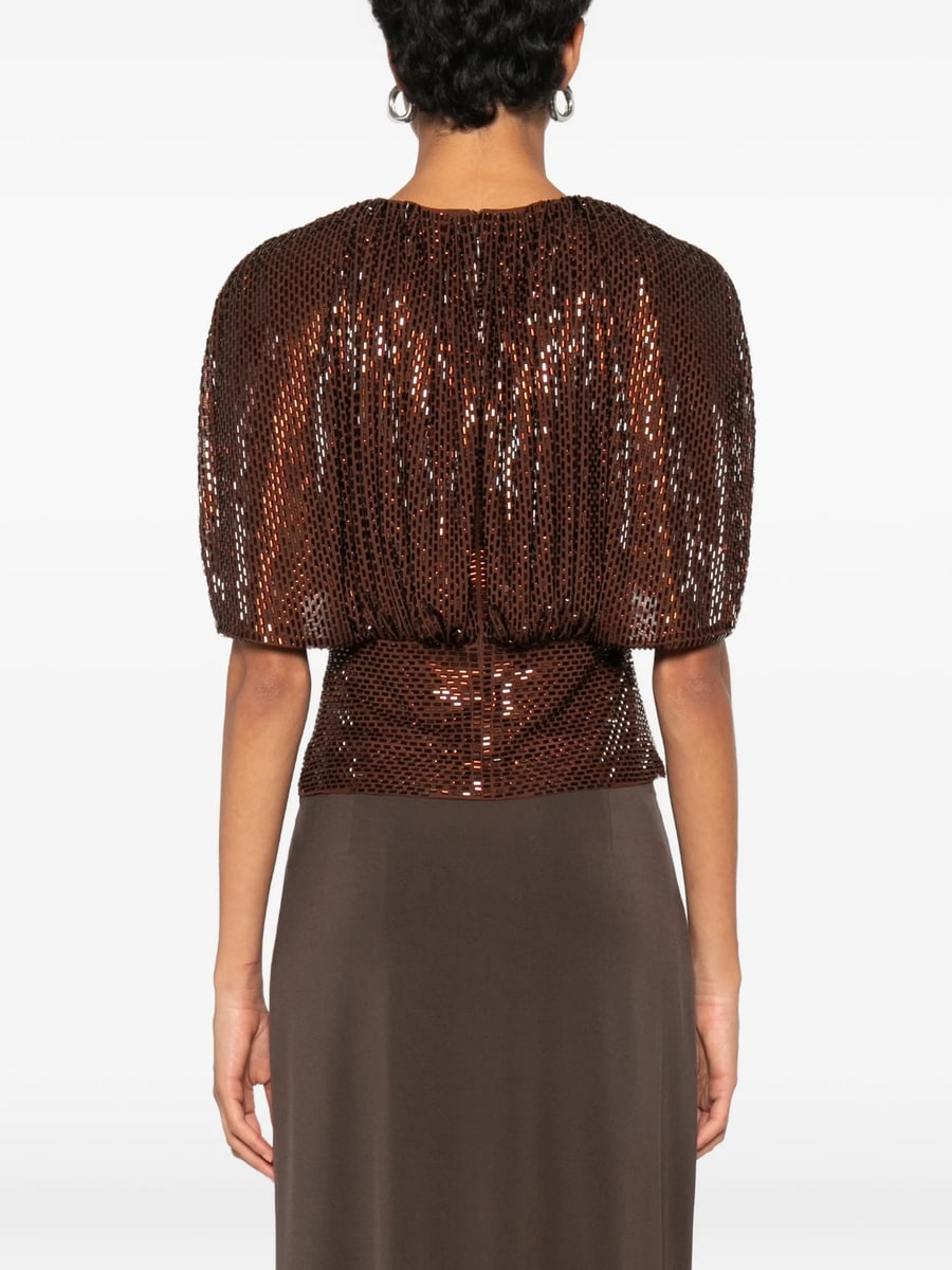 self-portrait Self-portrait Sequin-embellished Gathered Top, view 4