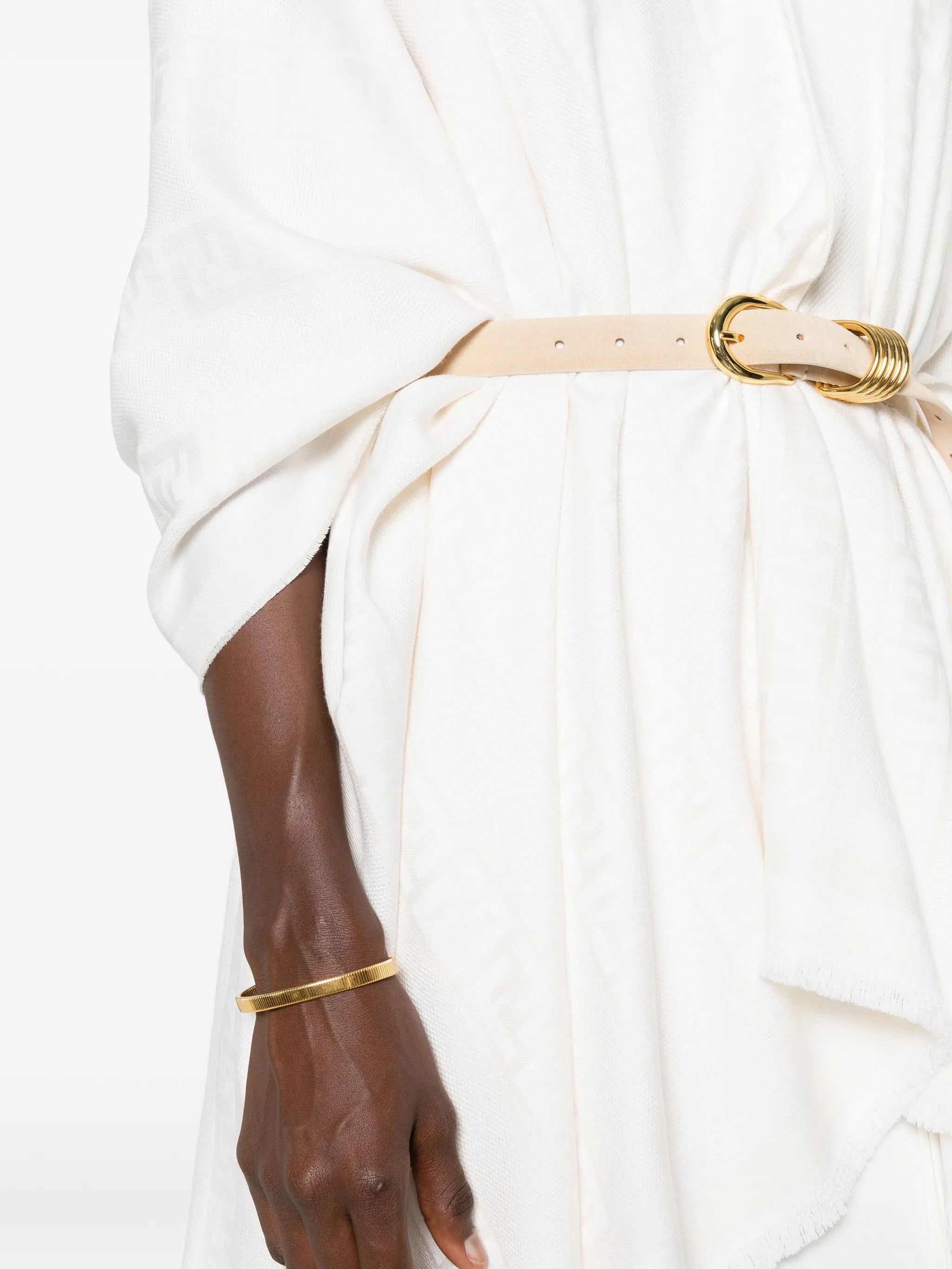 Fendi Fendi FF-jacquard Frayed-hem Poncho, view 2