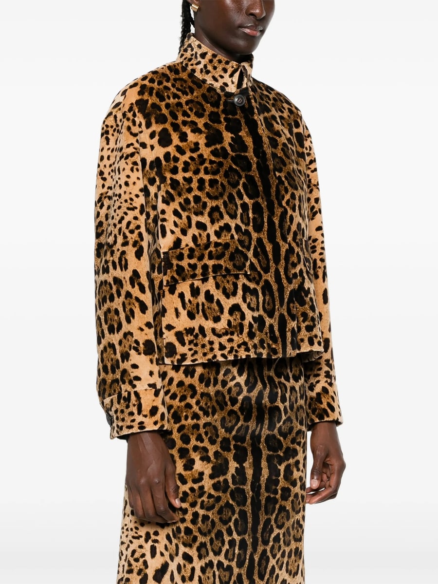 Max Mara Studio Max Mara Studio Tedro Leopard-print Cropped Jacket, view 5