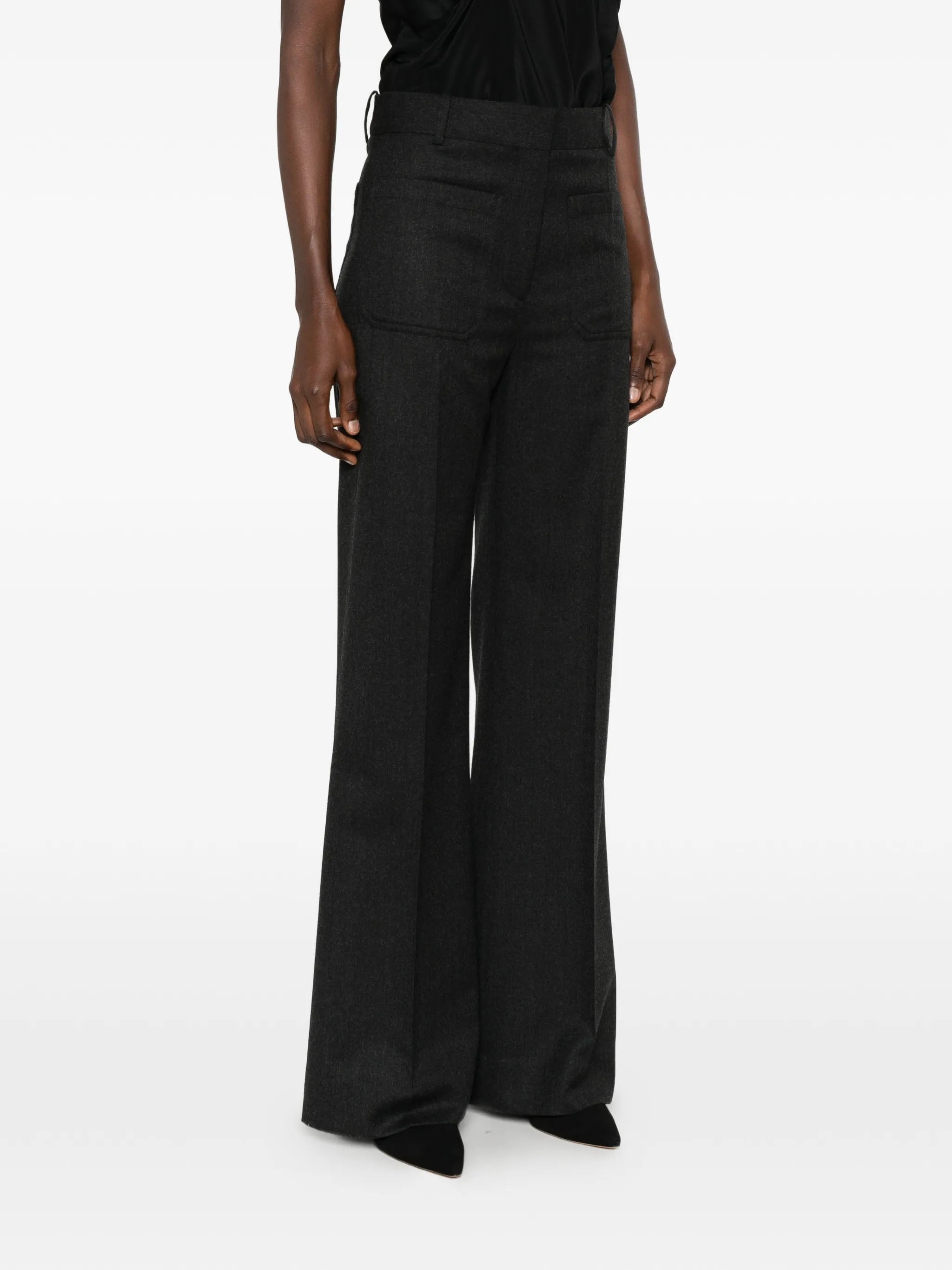 Victoria Beckham Victoria Beckham Flannel Wide-leg Trousers, view 2