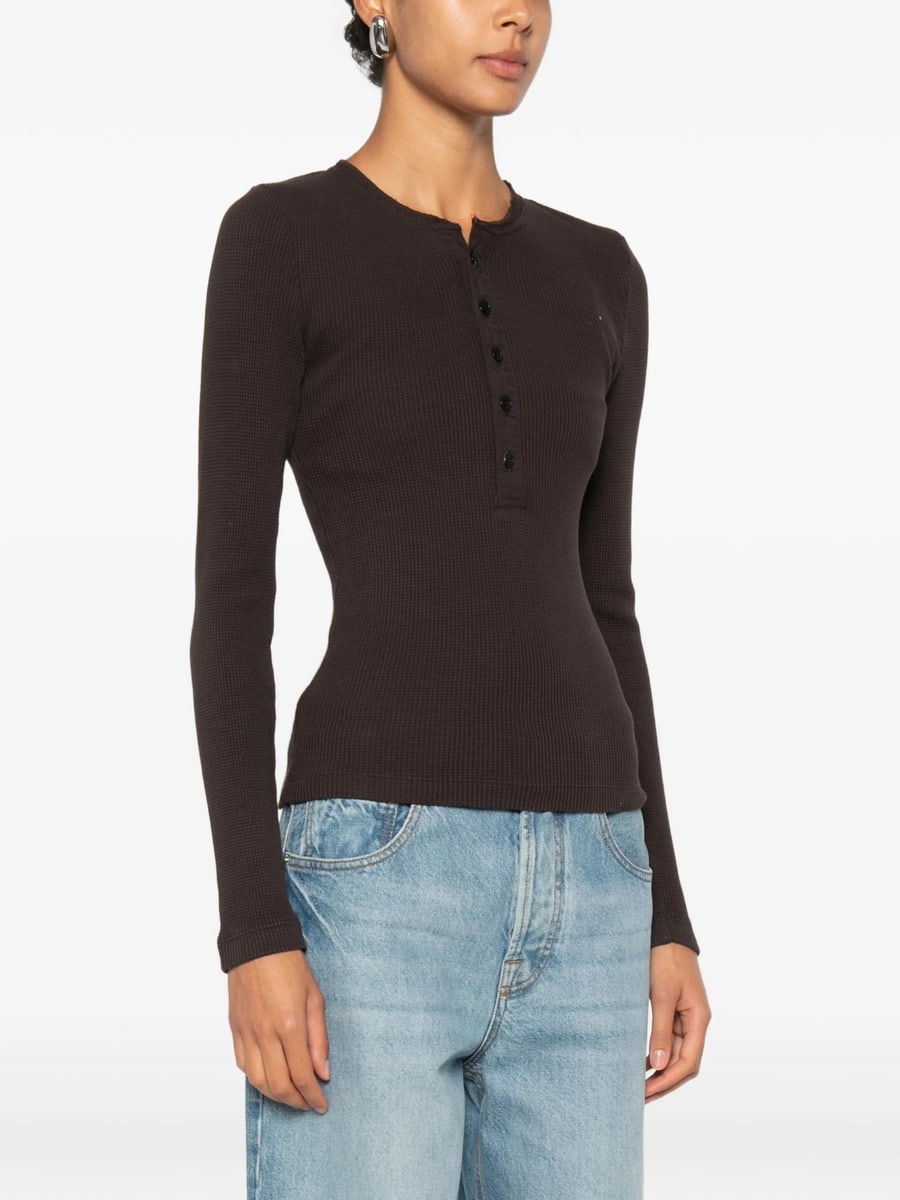 Citizens Of Humanity Citizens Of Humanity Drea Waffle-knit Henley Top, view 4