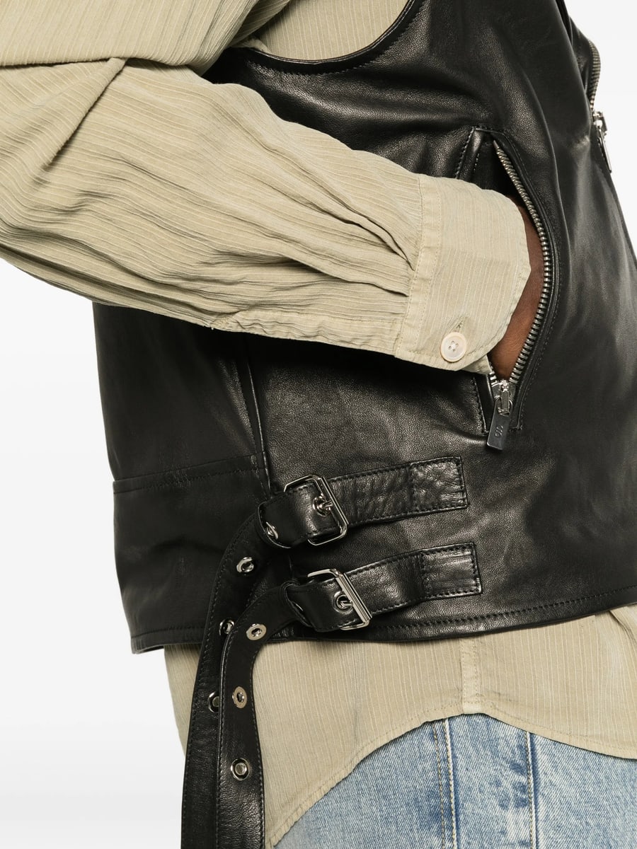 Santoro Santoro Biker-style Leather Jacket, view 4