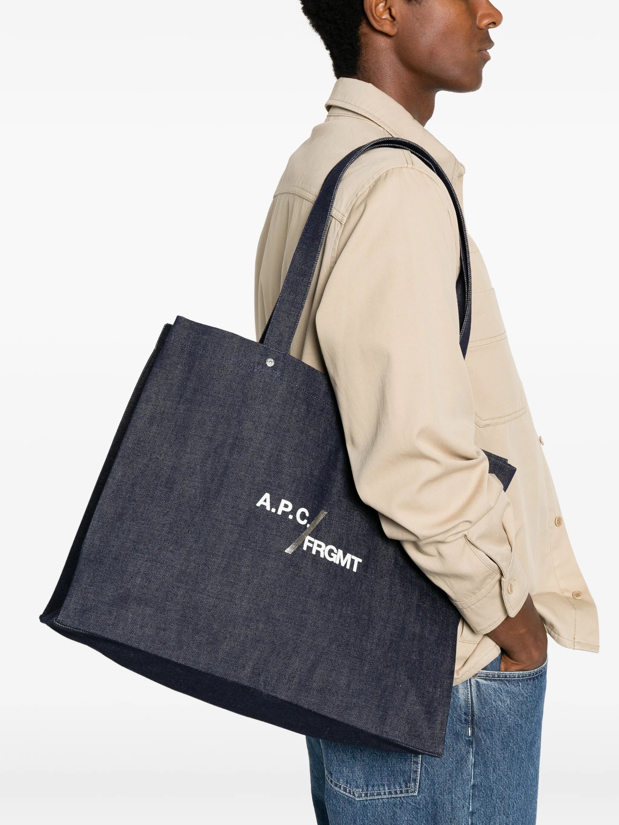 A.p.c. X Frgmt A.p.c. X Frgmt Logo-print Denim Shoulder Bag, view 2