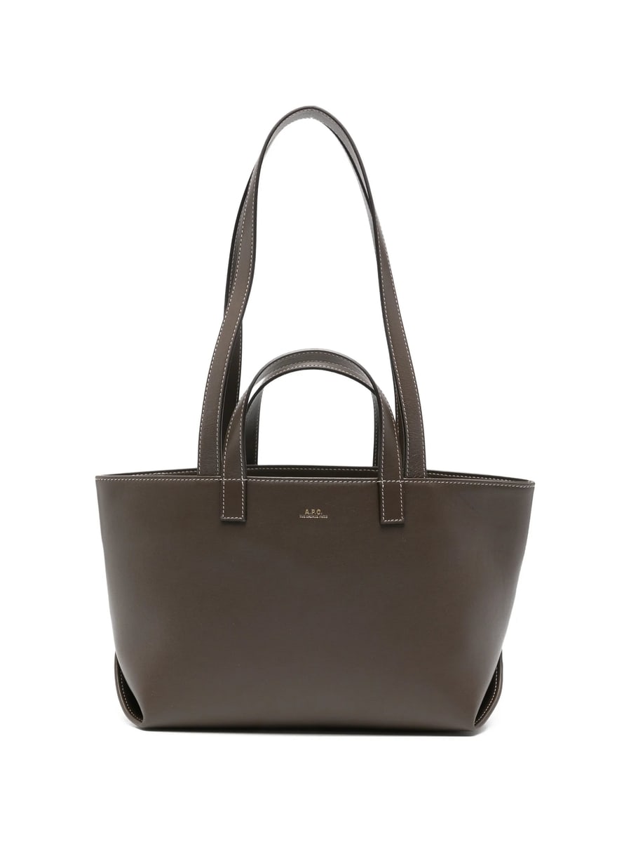 A.P.C. A.p.c. Small Drummer Logo-print Leather Tote Bag