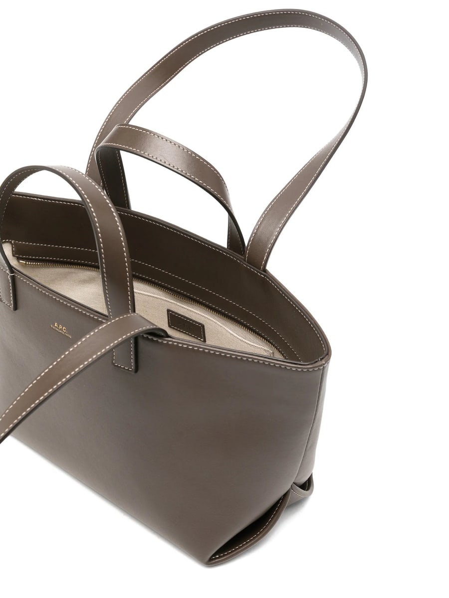 A.P.C. A.p.c. Small Drummer Logo-print Leather Tote Bag, view 4