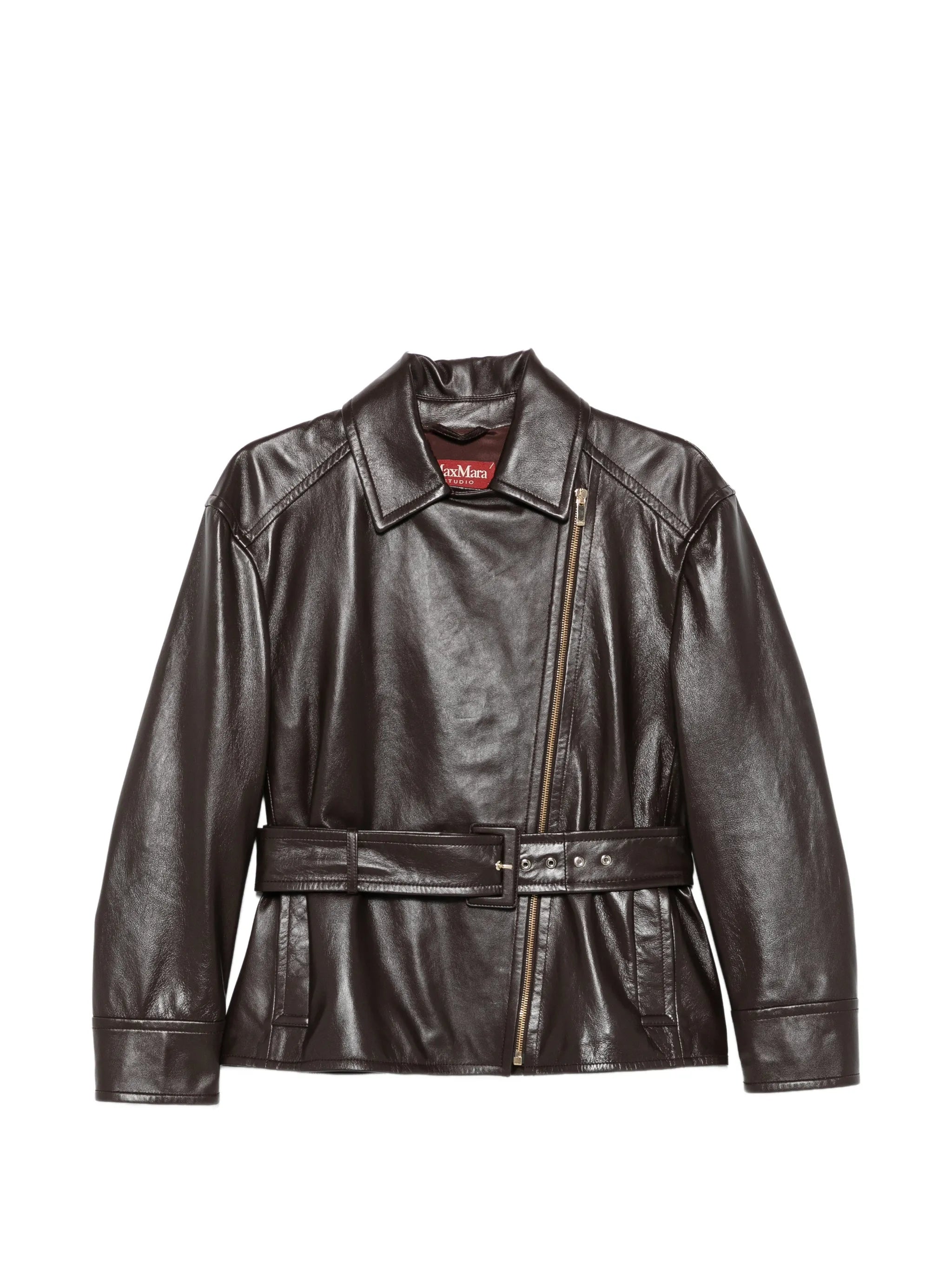 Max Mara Studio Max Mara Studio Giusto Belted Leather Jacket
