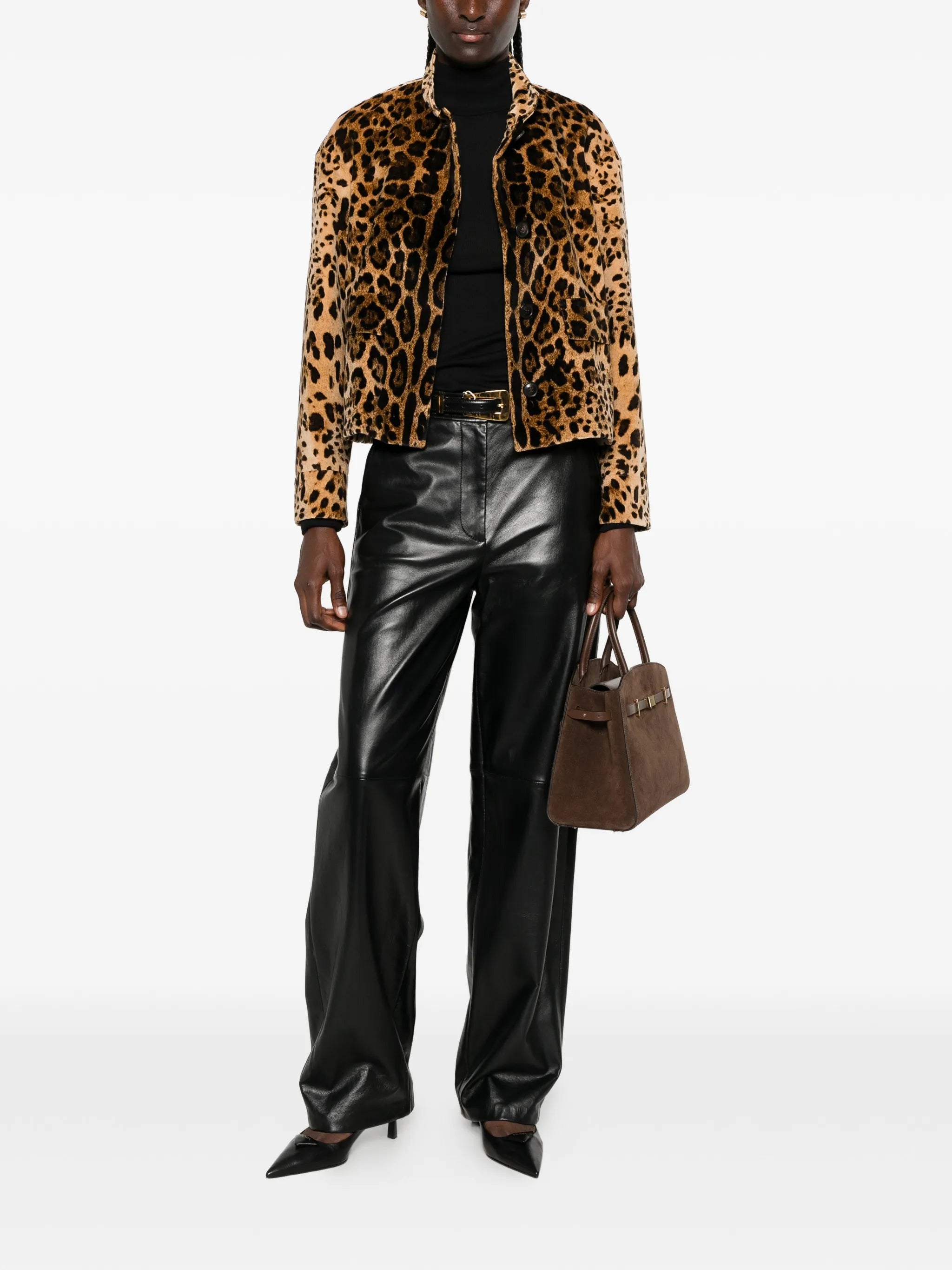 Max Mara Studio Max Mara Studio Legno Wide-leg Leather Trousers, view 2