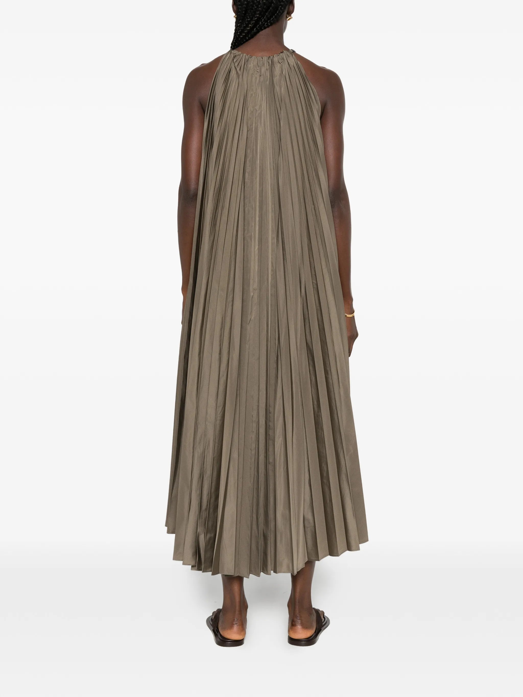 Max Mara Pianoforte Max Mara Pianoforte Pleated Halterneck Midi Dress, view 2