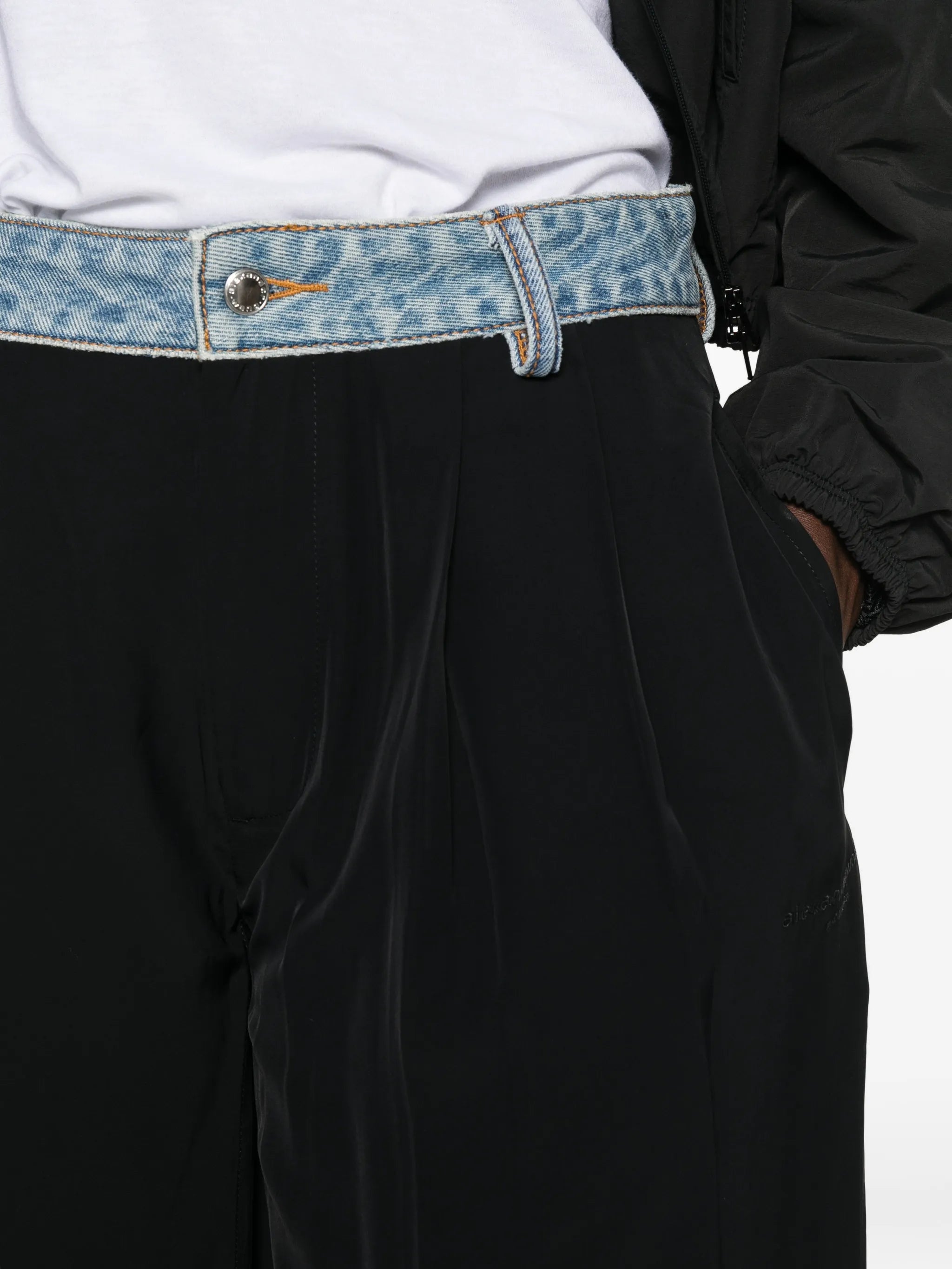 Alexander Wang Alexander Wang Denim-waistband Pleated Trousers, view 2